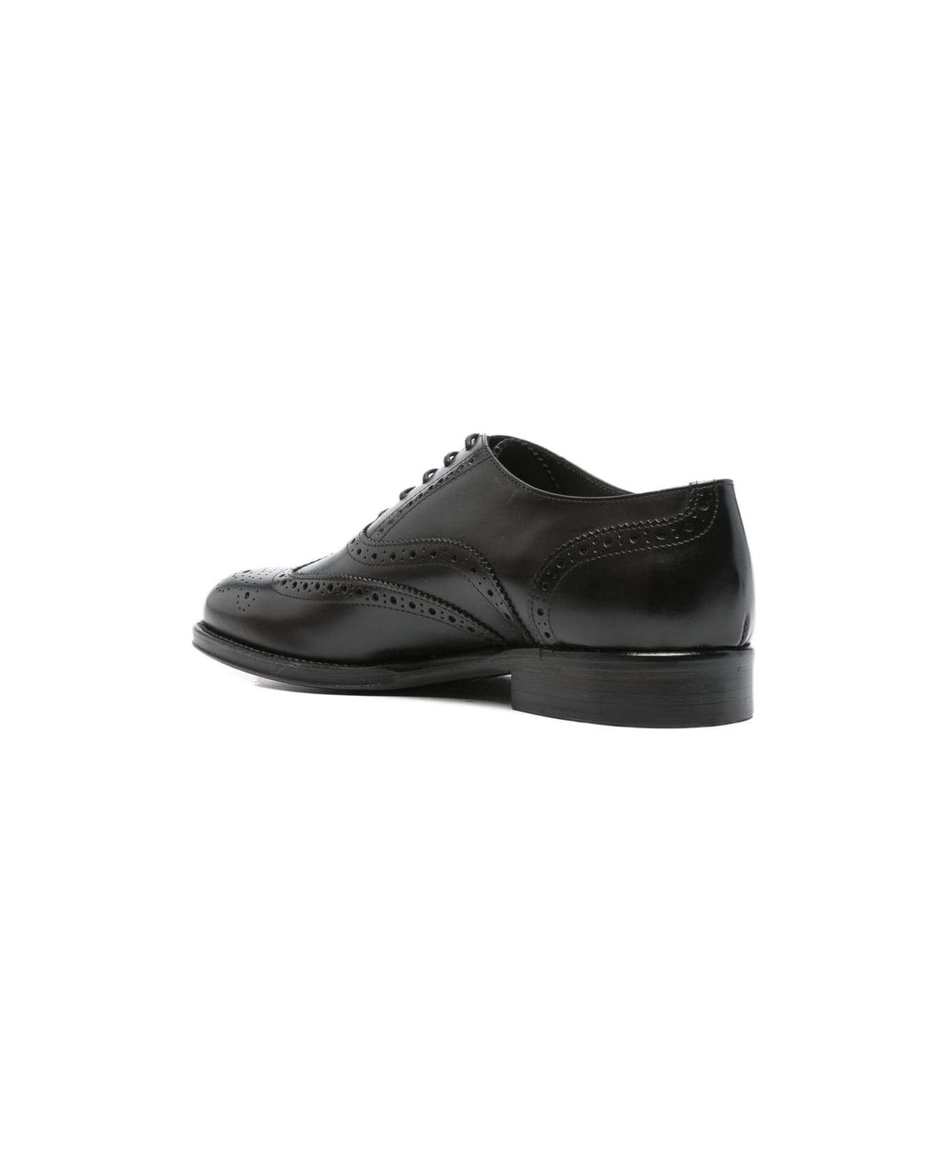 Corneliani Black Leather Brogue Lace-ups - Black
