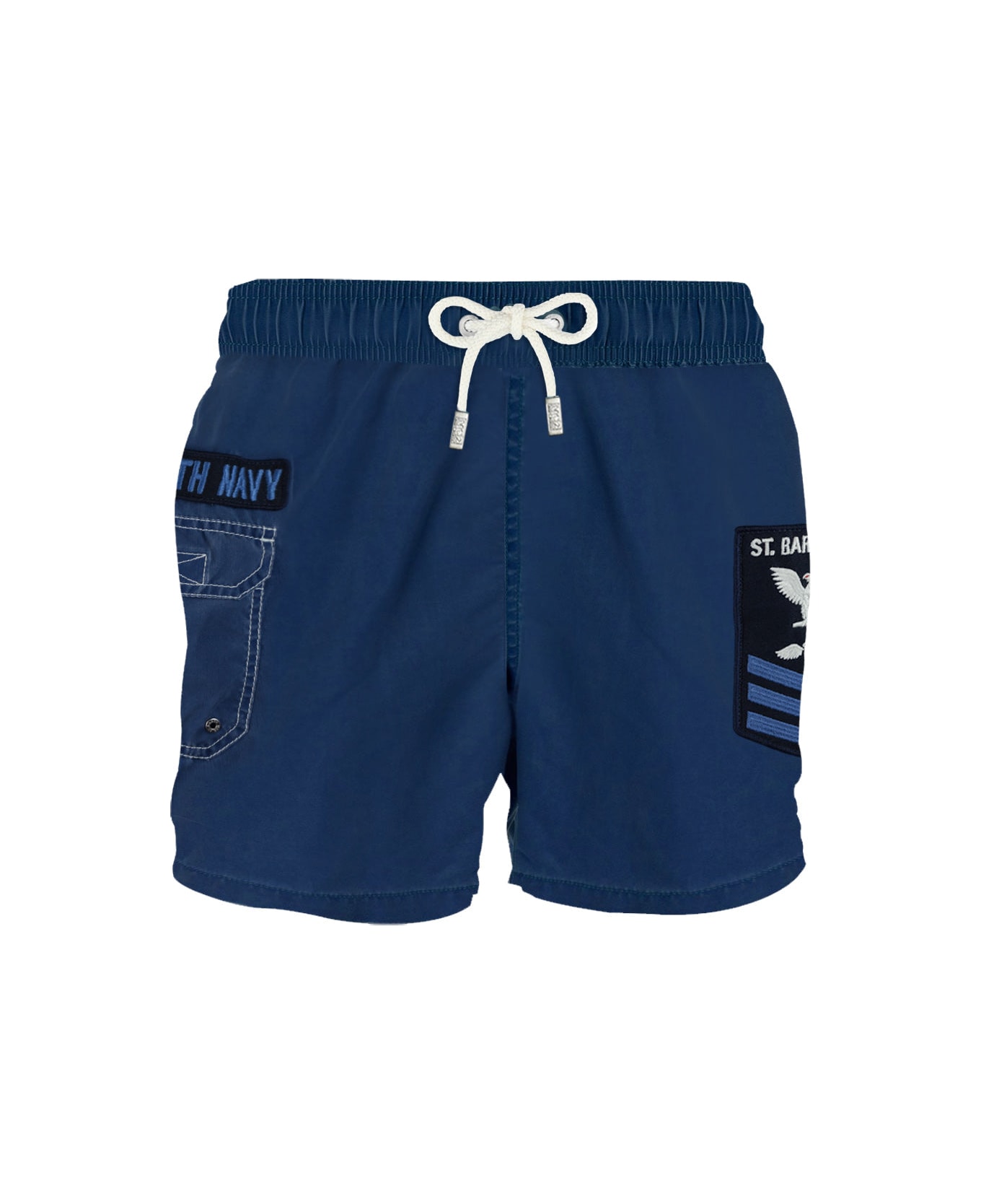 MC2 Saint Barth Délavé Blue Navy Cargo Man Shorts - BLUE