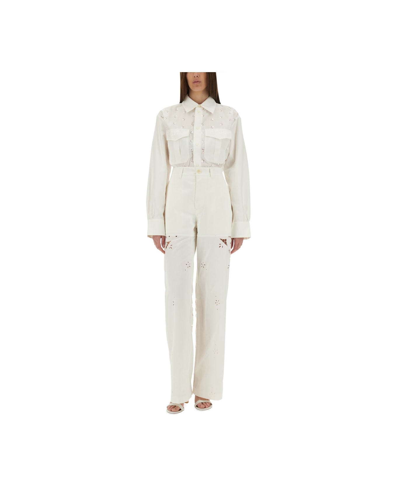 Marine Serre Upcycled Linen Pants - WHITE