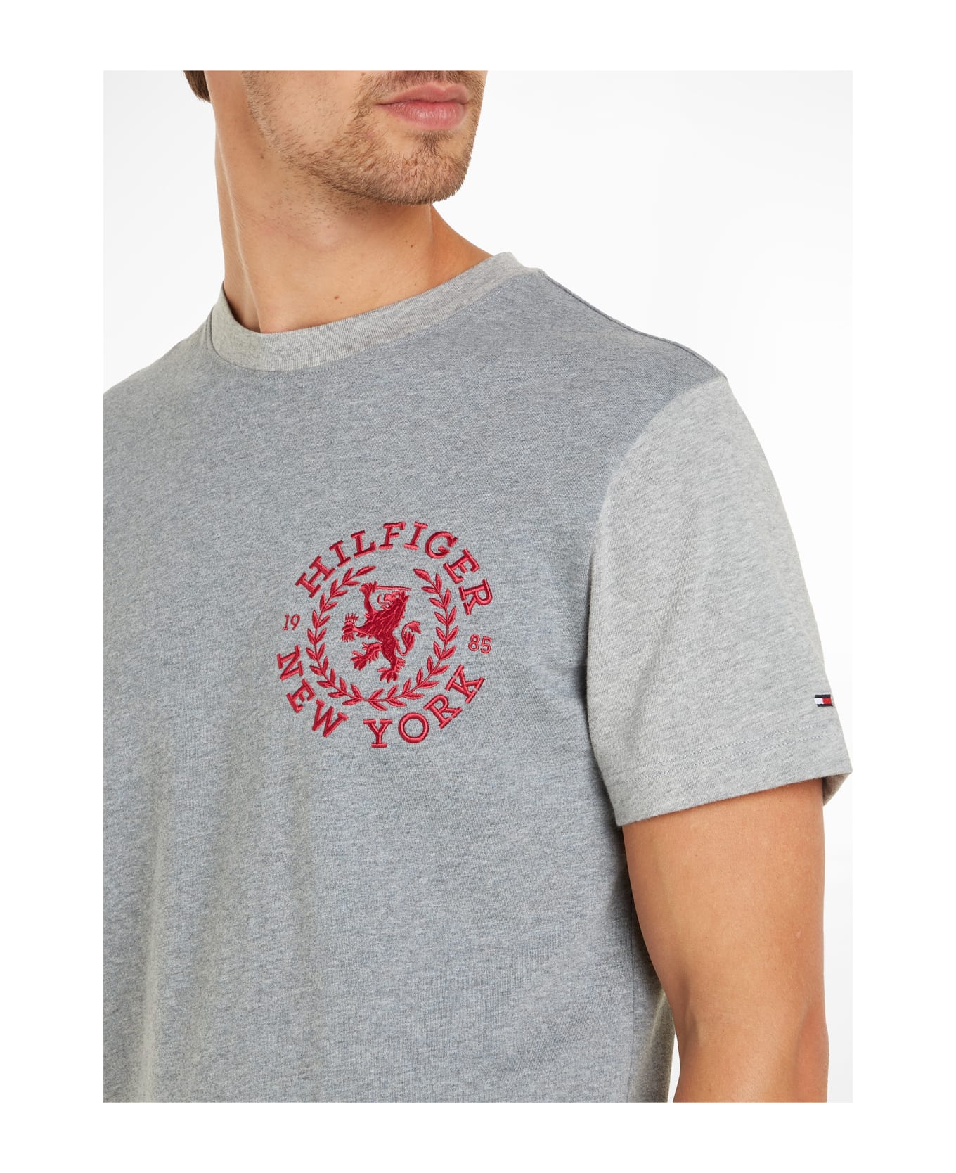 Tommy Hilfiger Jersey T-shirt With Emblem - MEDIUM GREY HEATHER/MULTI シャツ