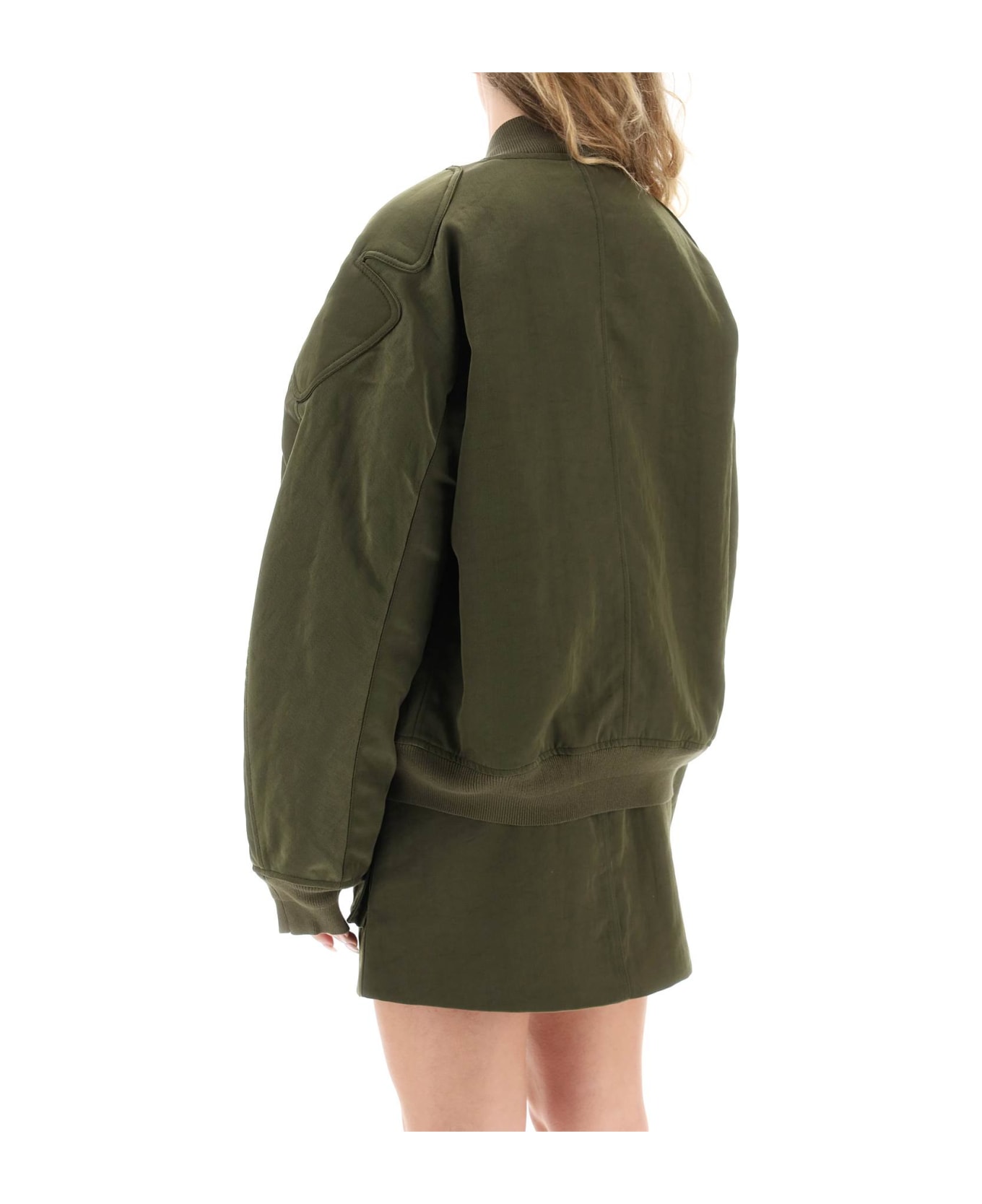 Dion Lee Oversized Technical Nylon Bomber - MILITARY GREEN (Green)
