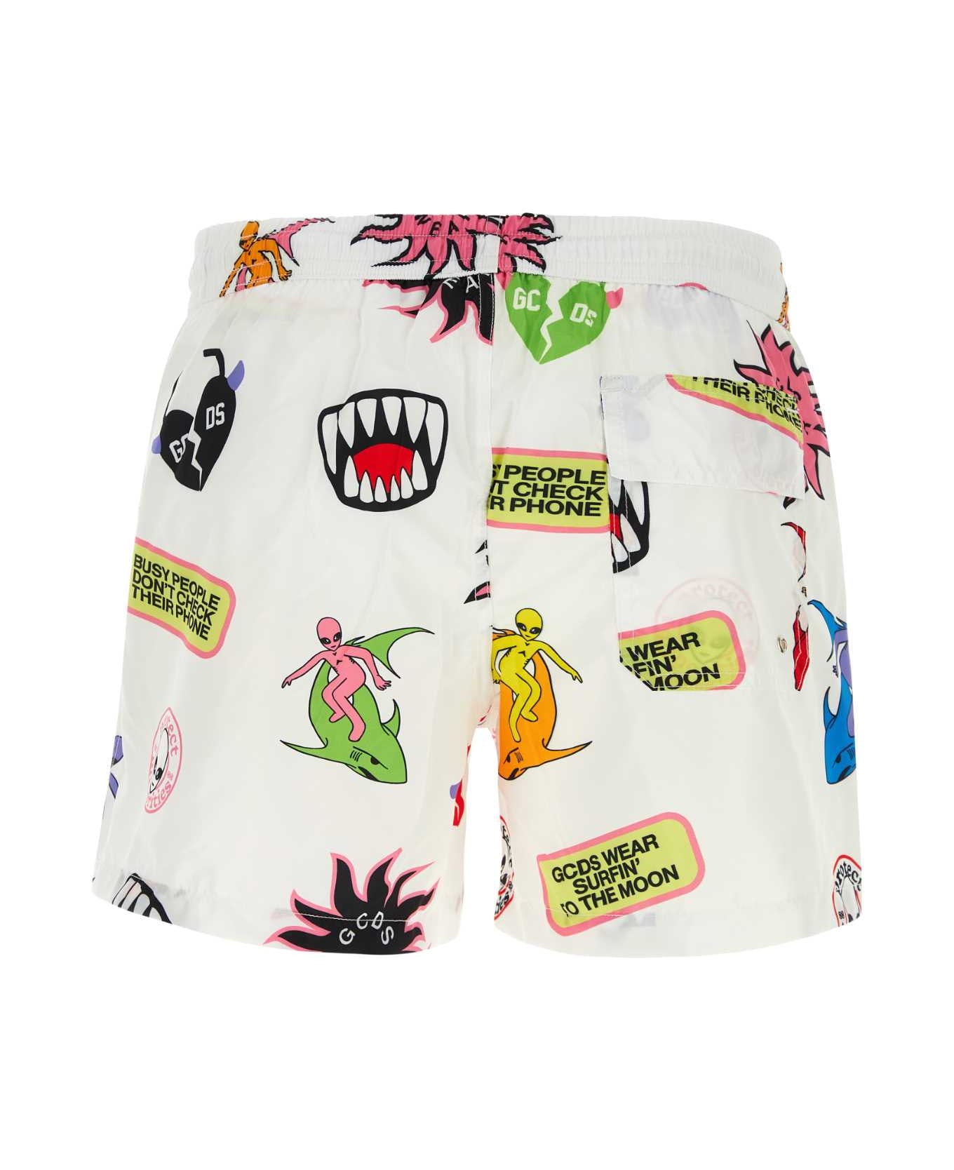 GCDS Printed Polyester Swimming Shorts - MX 水着