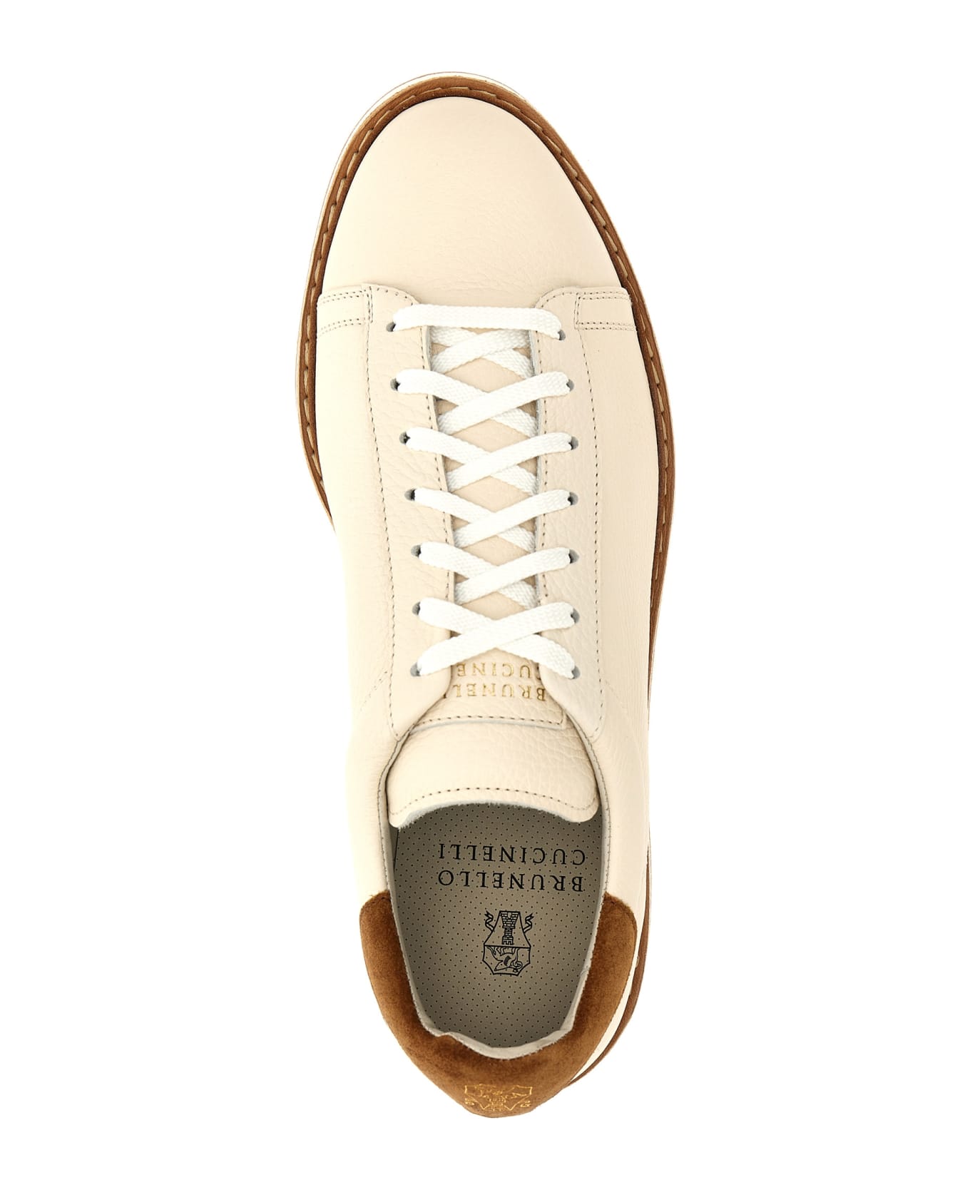Brunello Cucinelli Suede Runner Sneaker Shoe With Wool Inserts - White スニーカー
