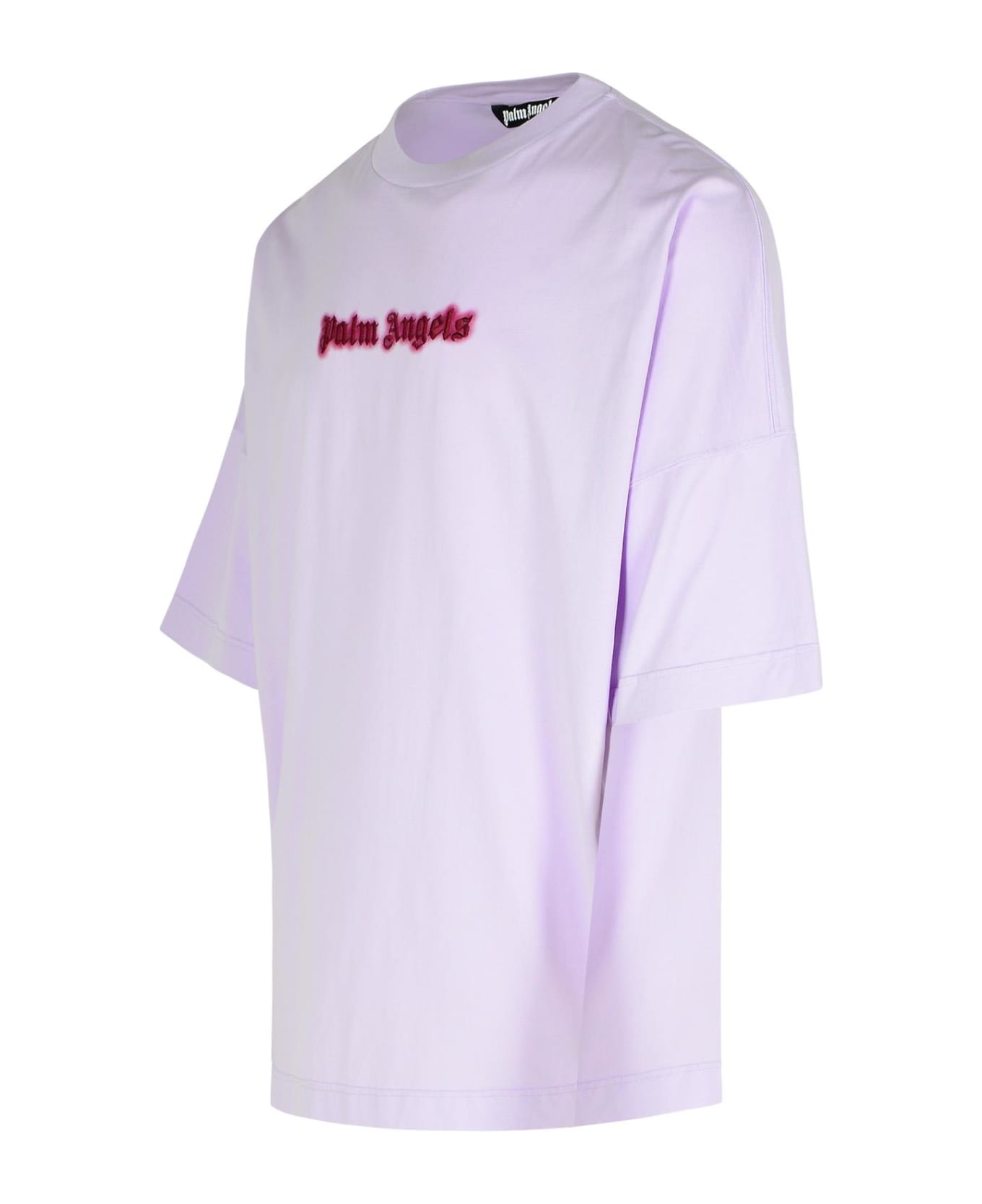 Palm Angels 'neon' Lilac Cotton T-shirt - Liliac