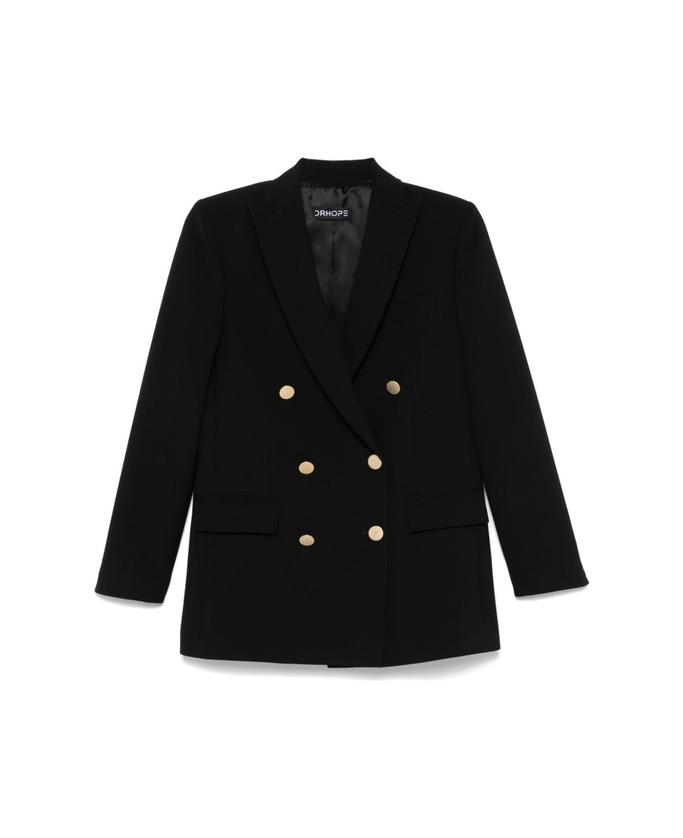 Drhope Gold Bott. Double Breasted Coat - Black