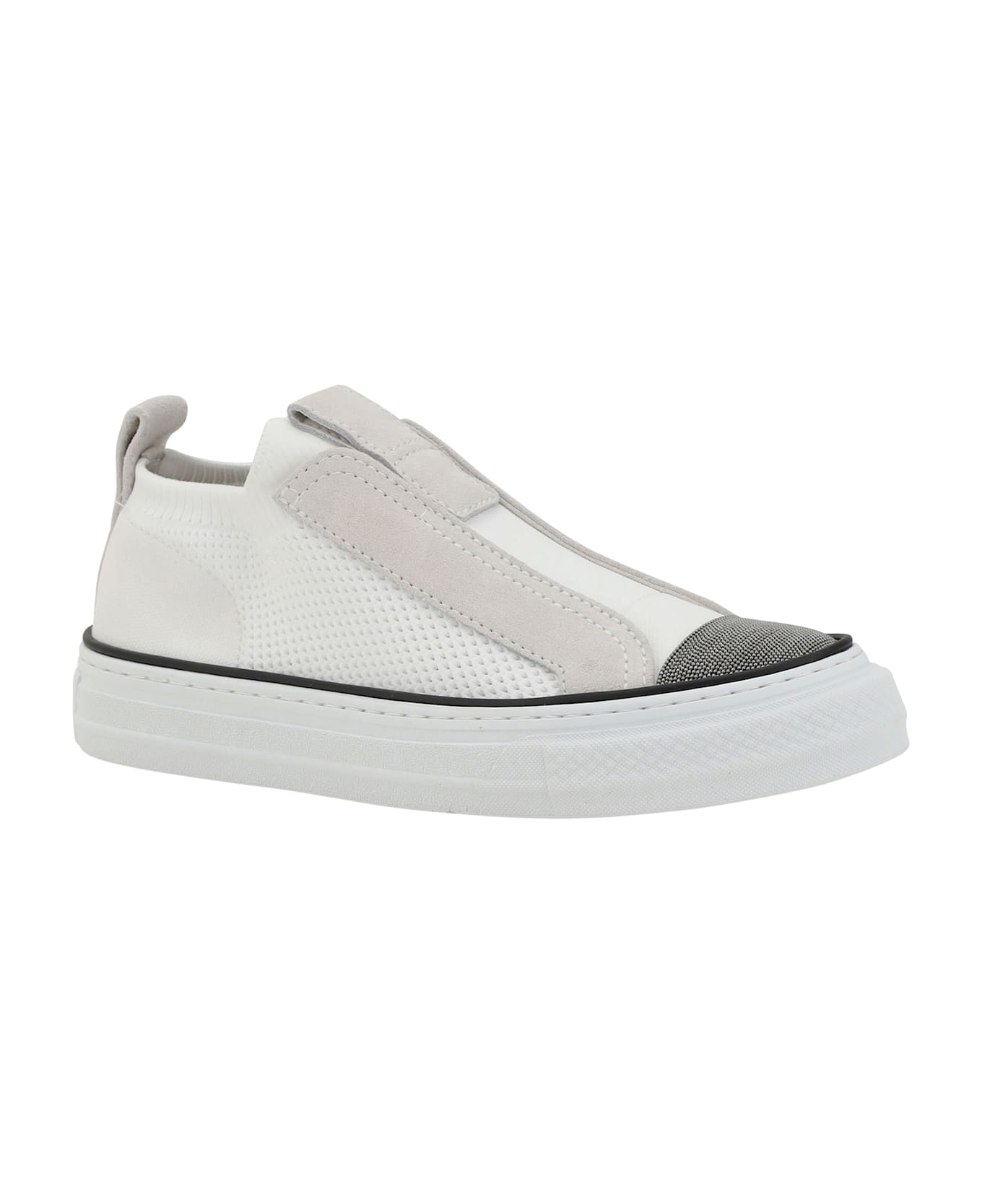 Brunello Cucinelli Knitted Slip-on Sneakers With Suede Details And Precious Toe - Blu