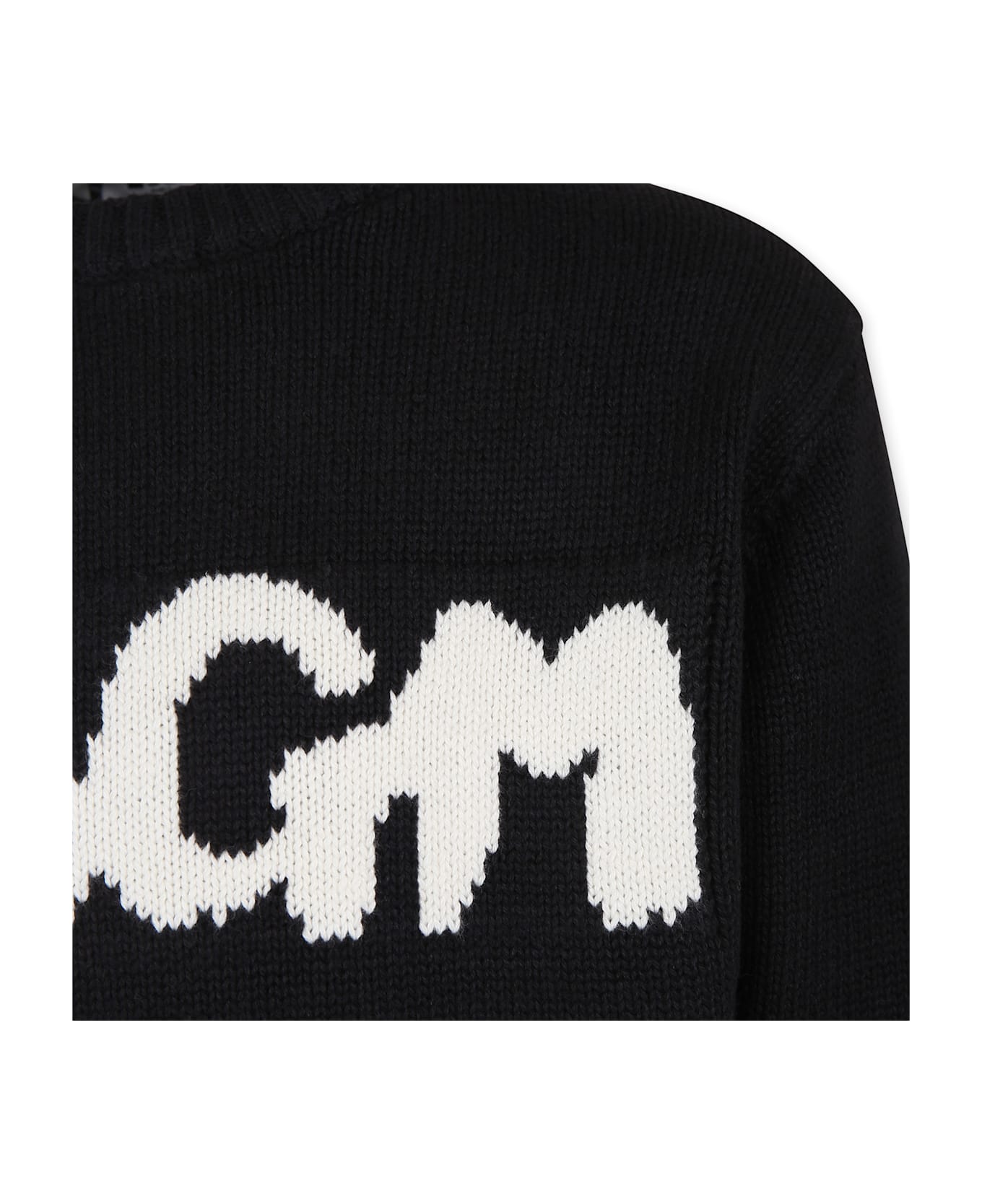 MSGM Black Sweater For Kids With Logo - Nero