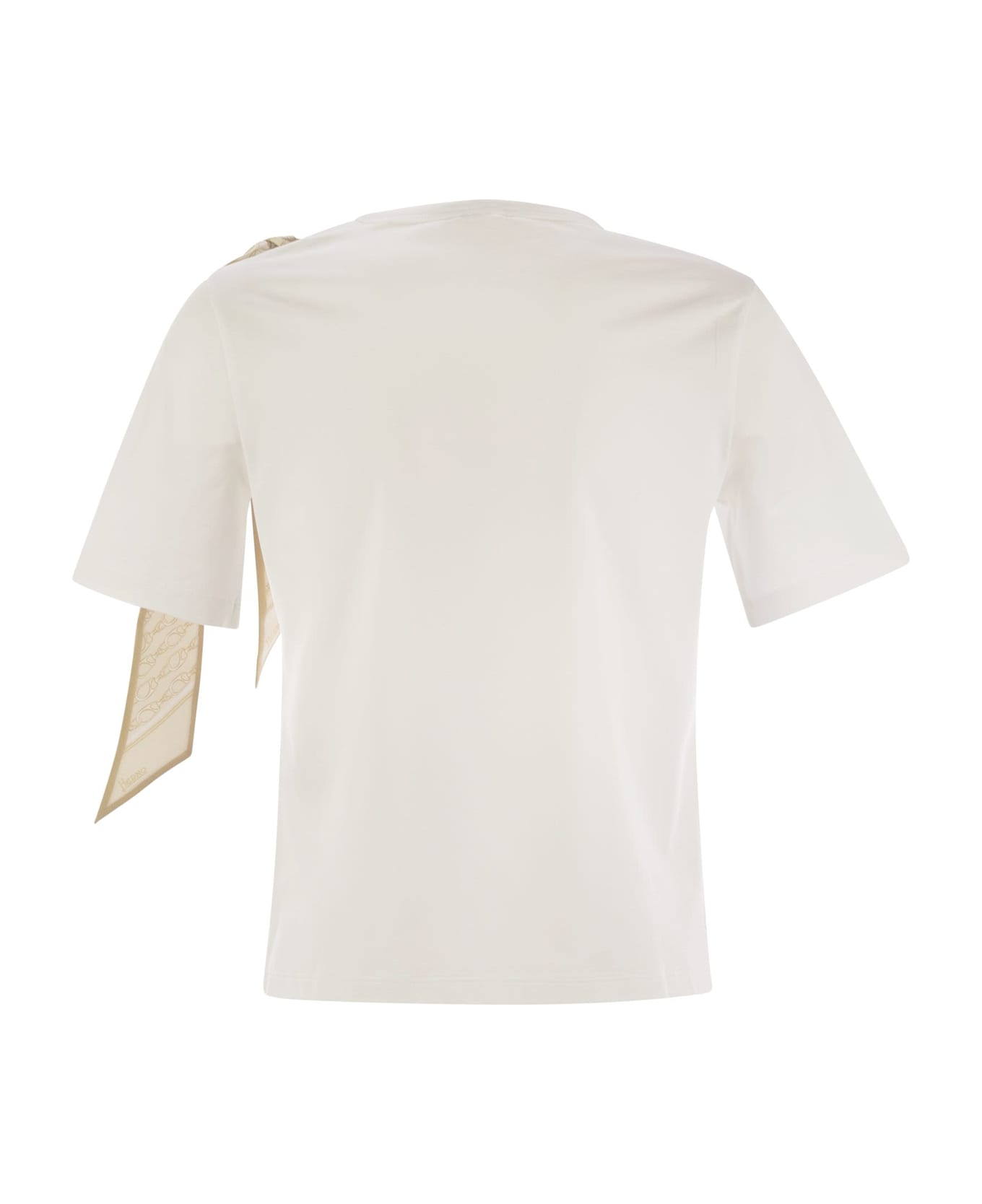 Herno T-shirt With Shoulder Scarf - Milk