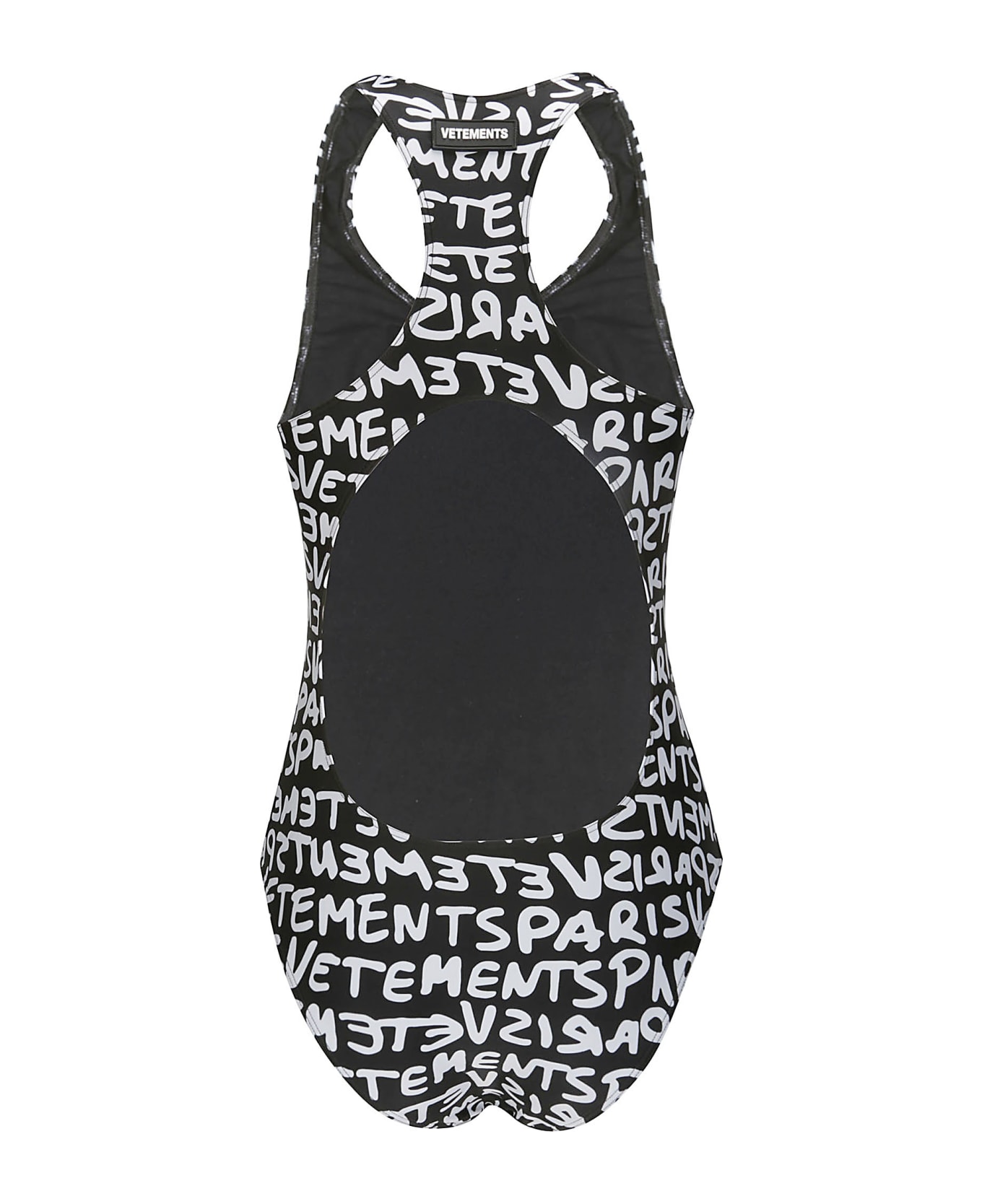 VETEMENTS Graffiti Monogram Swimsuit - BLACK/WHITE 水着