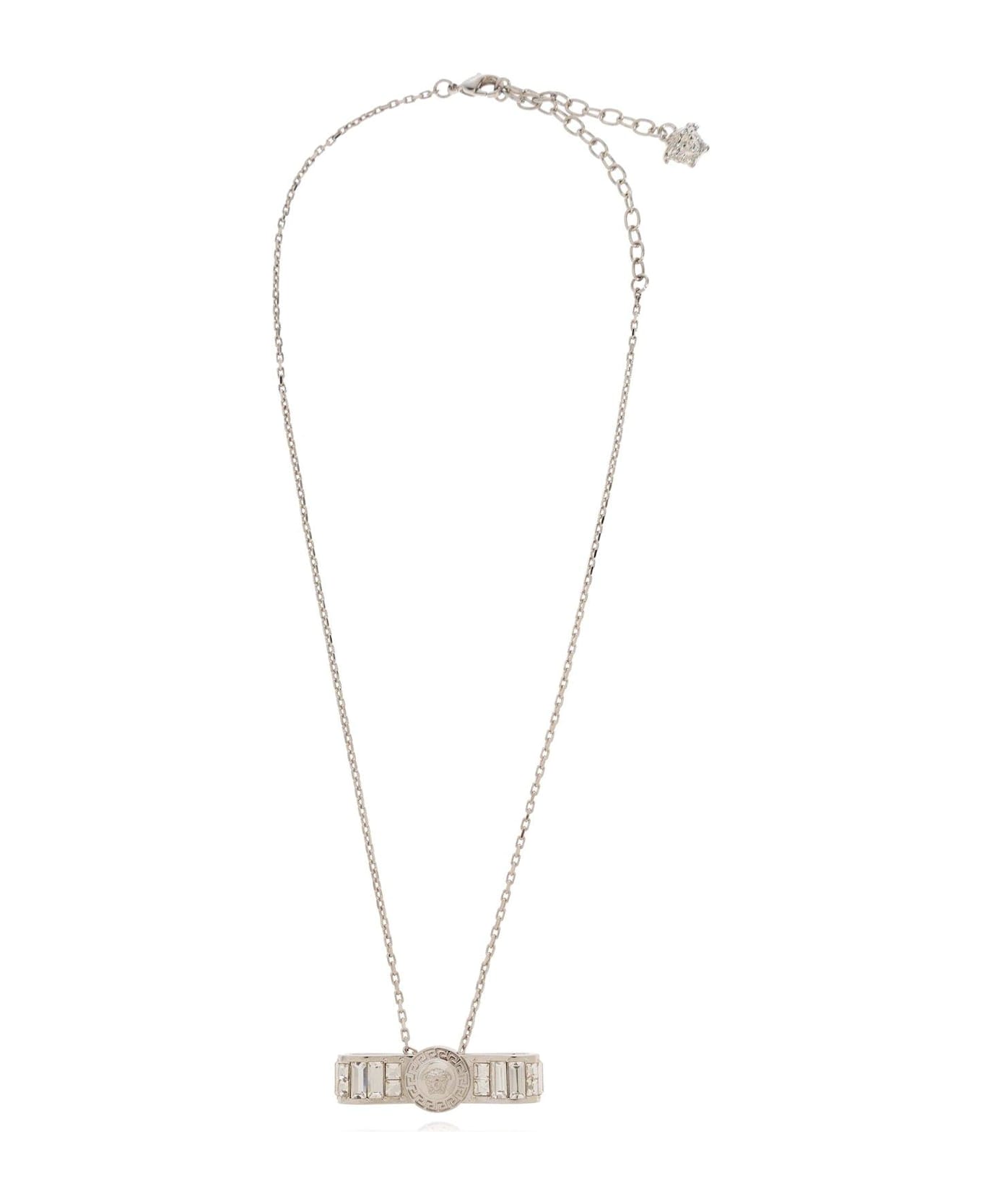 Versace Medusa-pendant Embellished Necklace - Palladium-Crystal