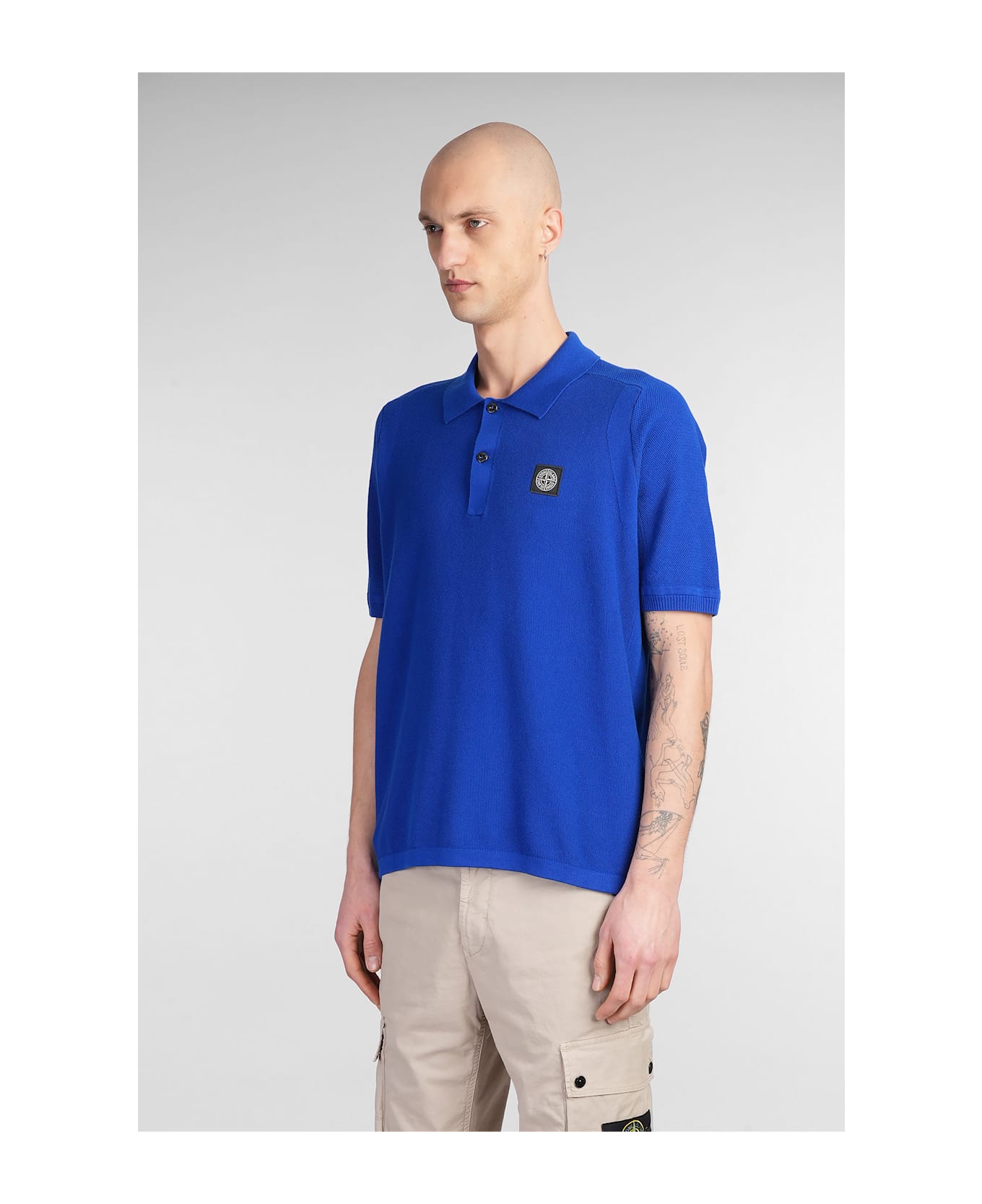 Stone Island Polo In Blue Cotton - blue