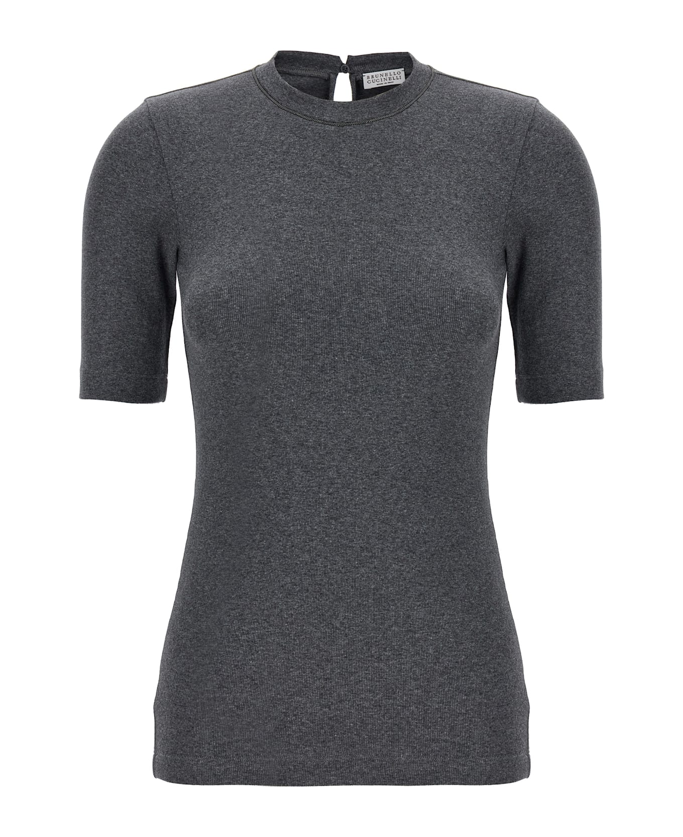 Brunello Cucinelli Monile Ribbed T-shirt - Gray