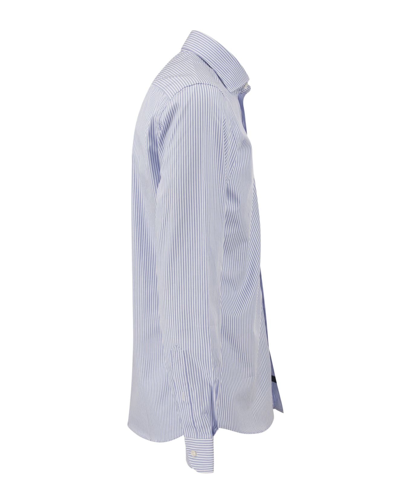 Fay Cotton French Collar Shirt - White/light Blue