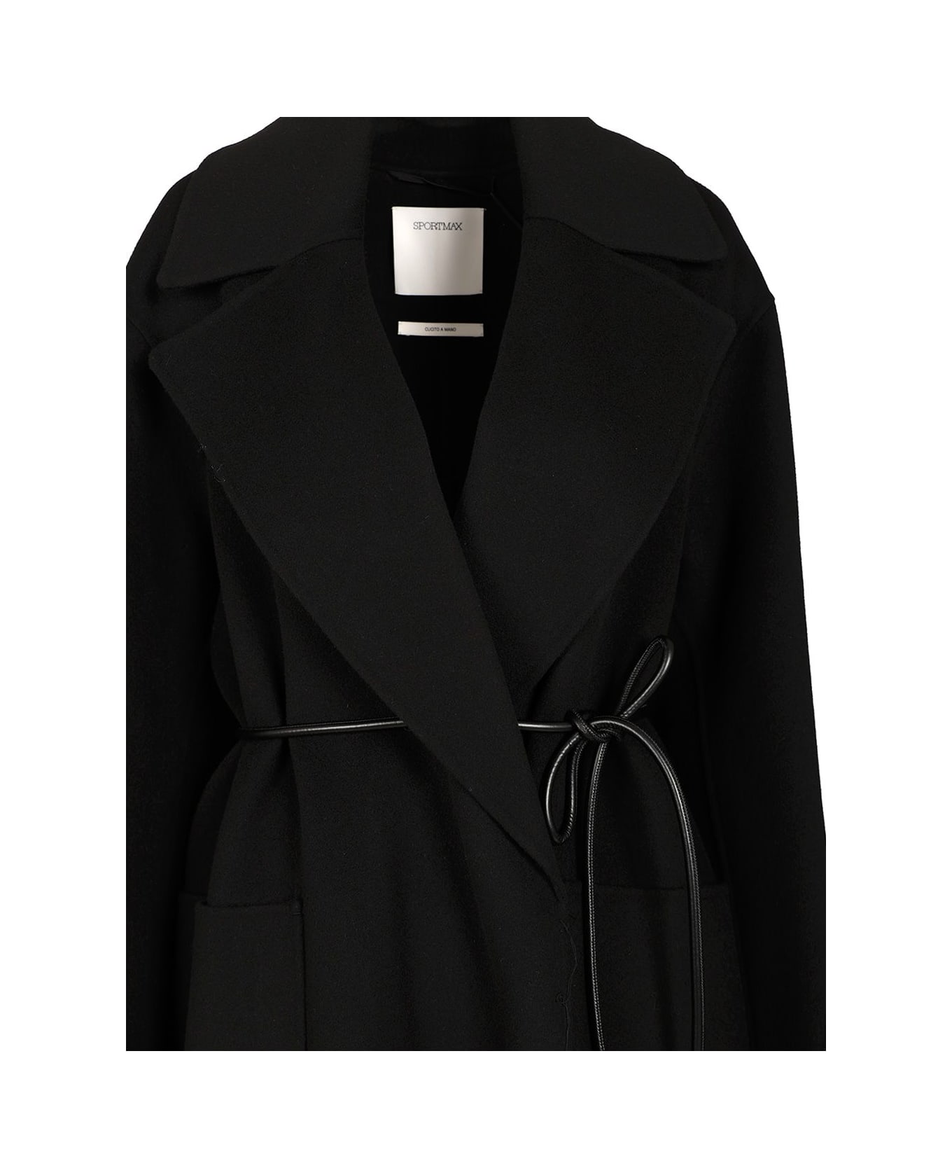SportMax Double Wool Dressing Gown Coat - BLACK
