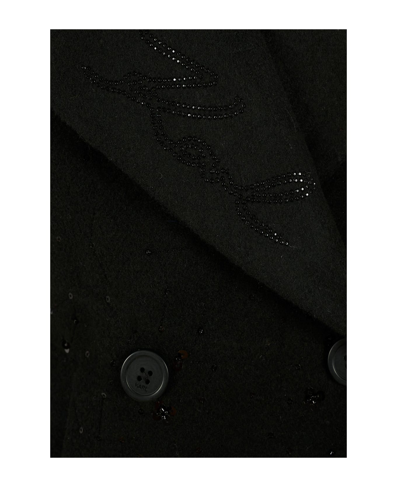 Karl Lagerfeld Kids Black Coat For Girl With Logo - Black