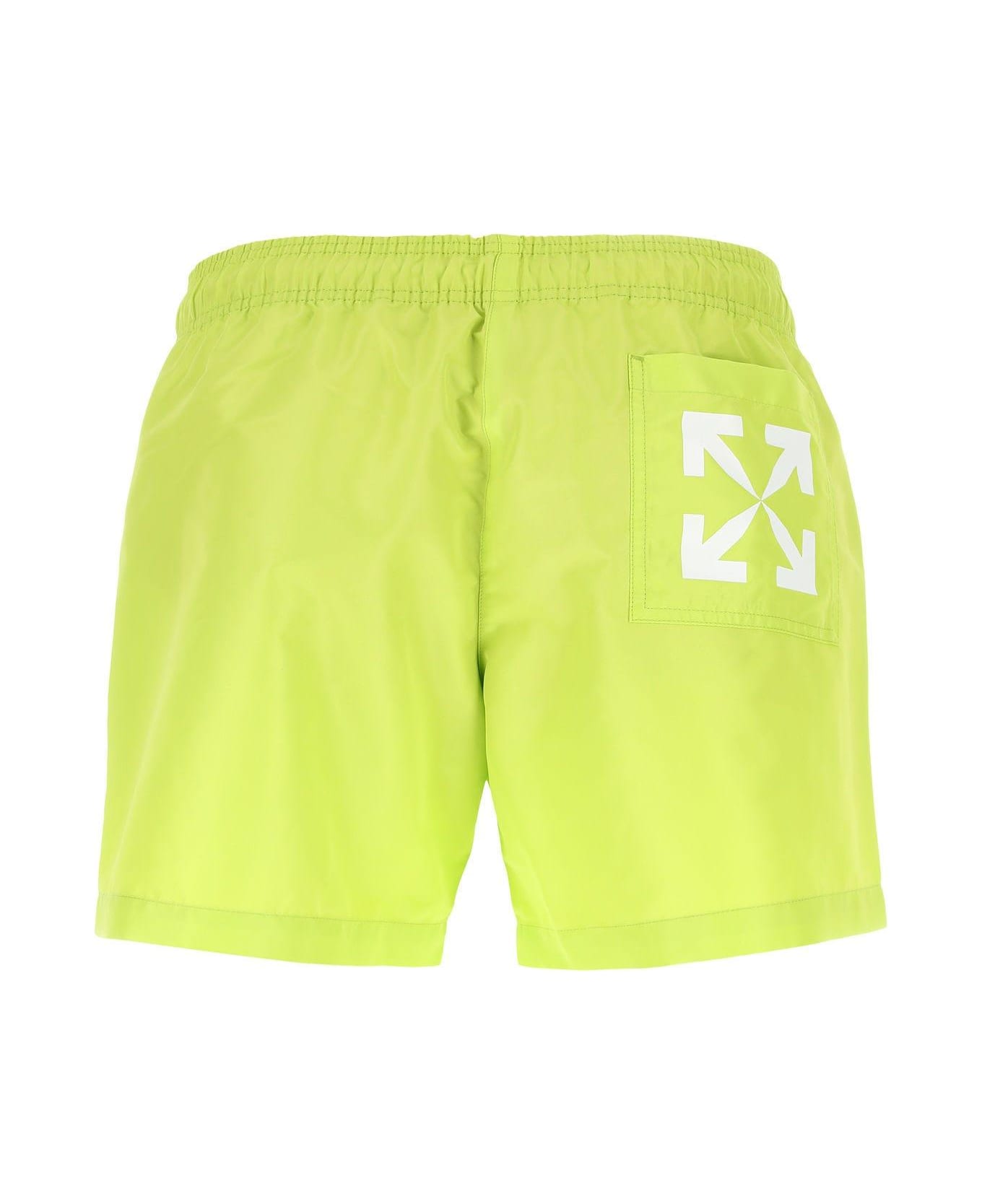 Off-White Fluo Yellow Polyester Swimming Shorts - Verde