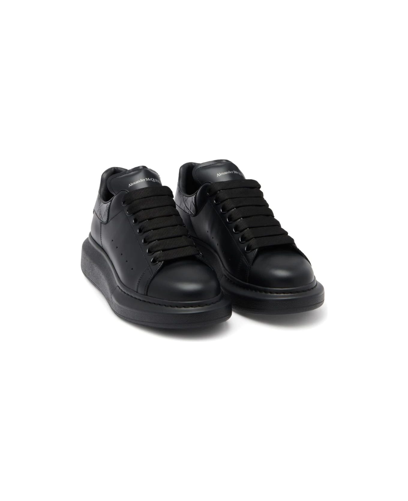 Alexander McQueen Oversized Leather Sneakers - Black ウェッジシューズ