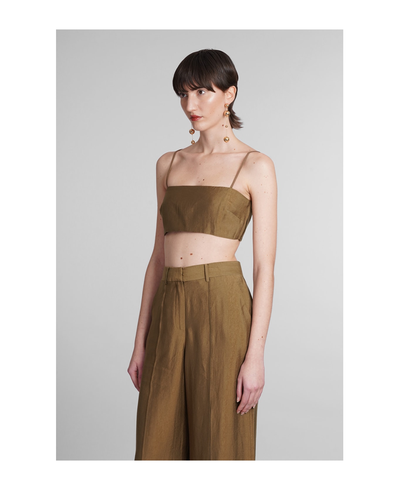 Cult Gaia Tereza Topwear In Brown Wool And Polyester - brown