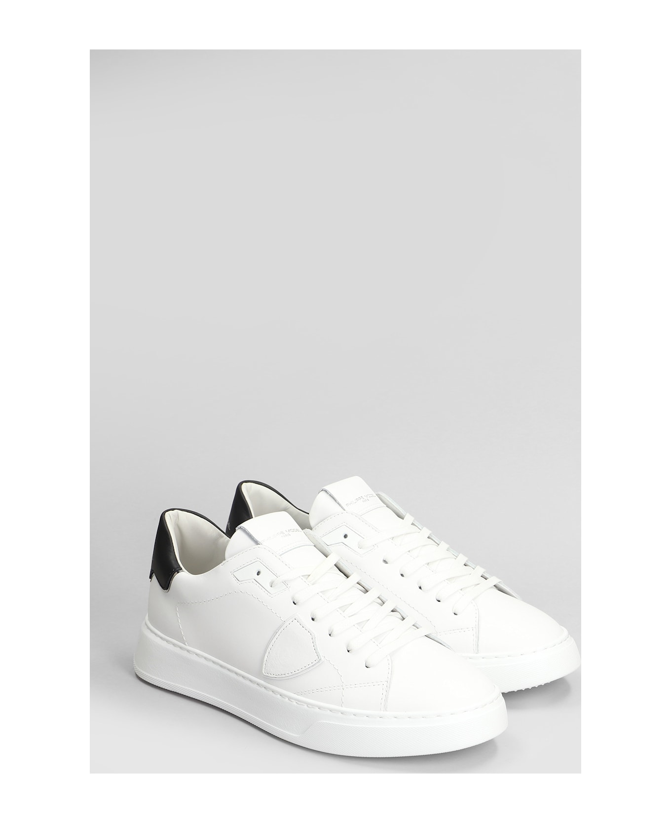 Philippe Model Temple Low Sneakers In White Leather - white