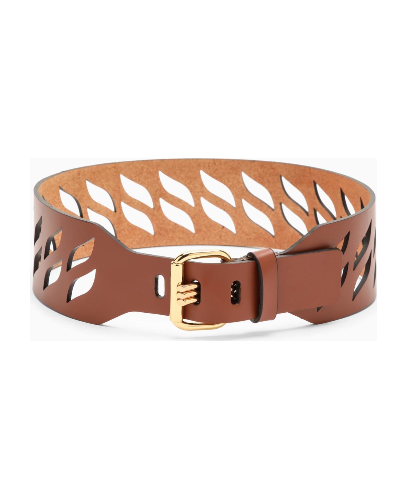Etro Brown Perforated Leather Belt - Marrone