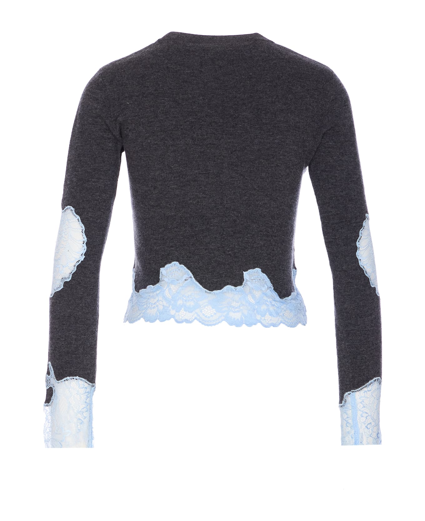 self-portrait Contrast Lace Sweater - Grey