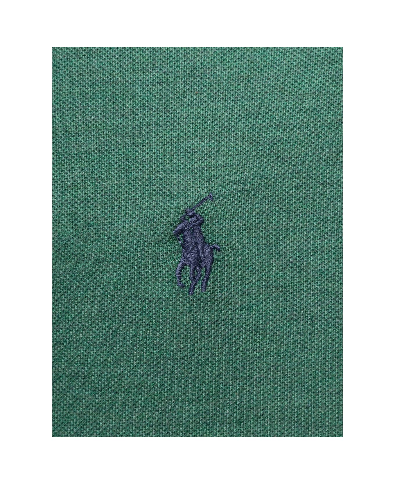 Ralph Lauren Polo In Cotone Piquet Verde E Logo Uomo - Potomac Green