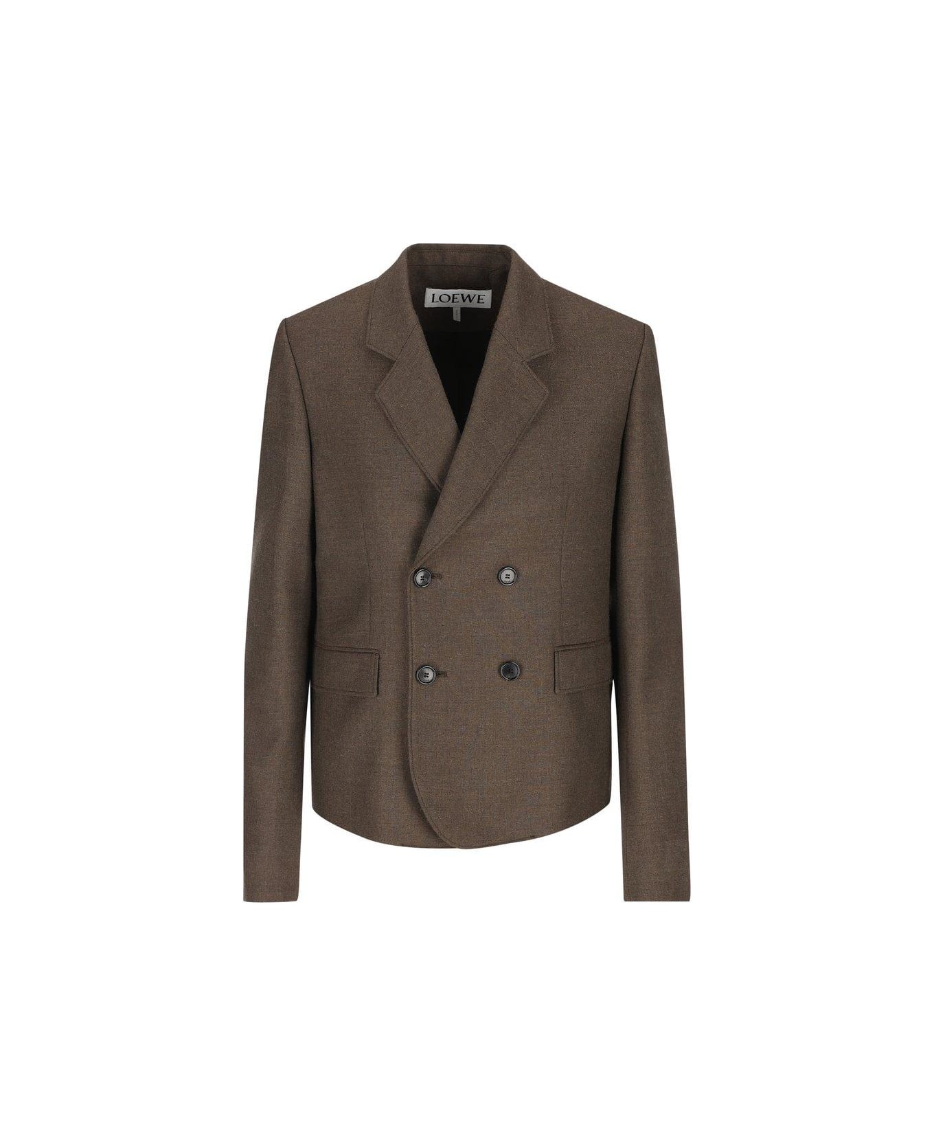 Loewe Mélange Twill Blazer - DARK MOSS MELANGE