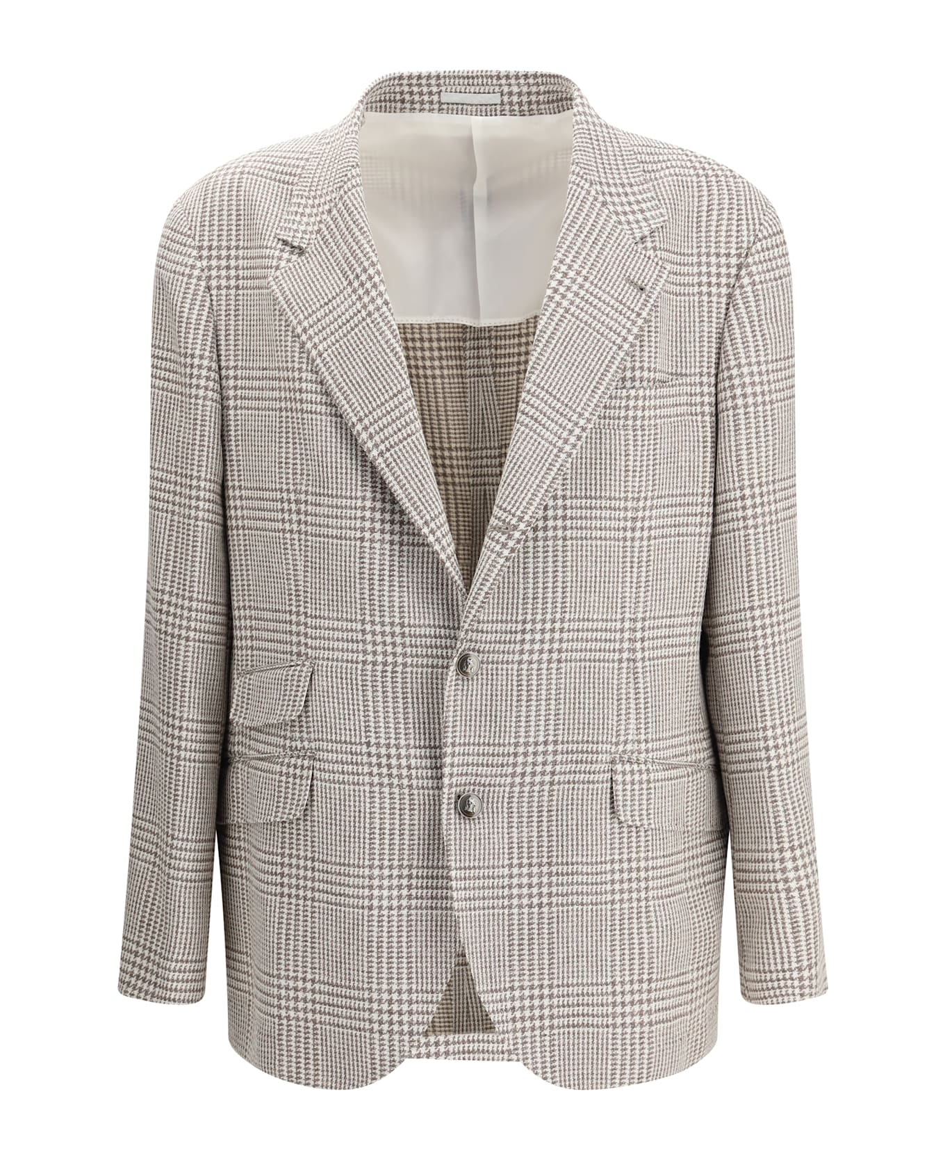 Brunello Cucinelli Prince Of Wales Blazer - Brown