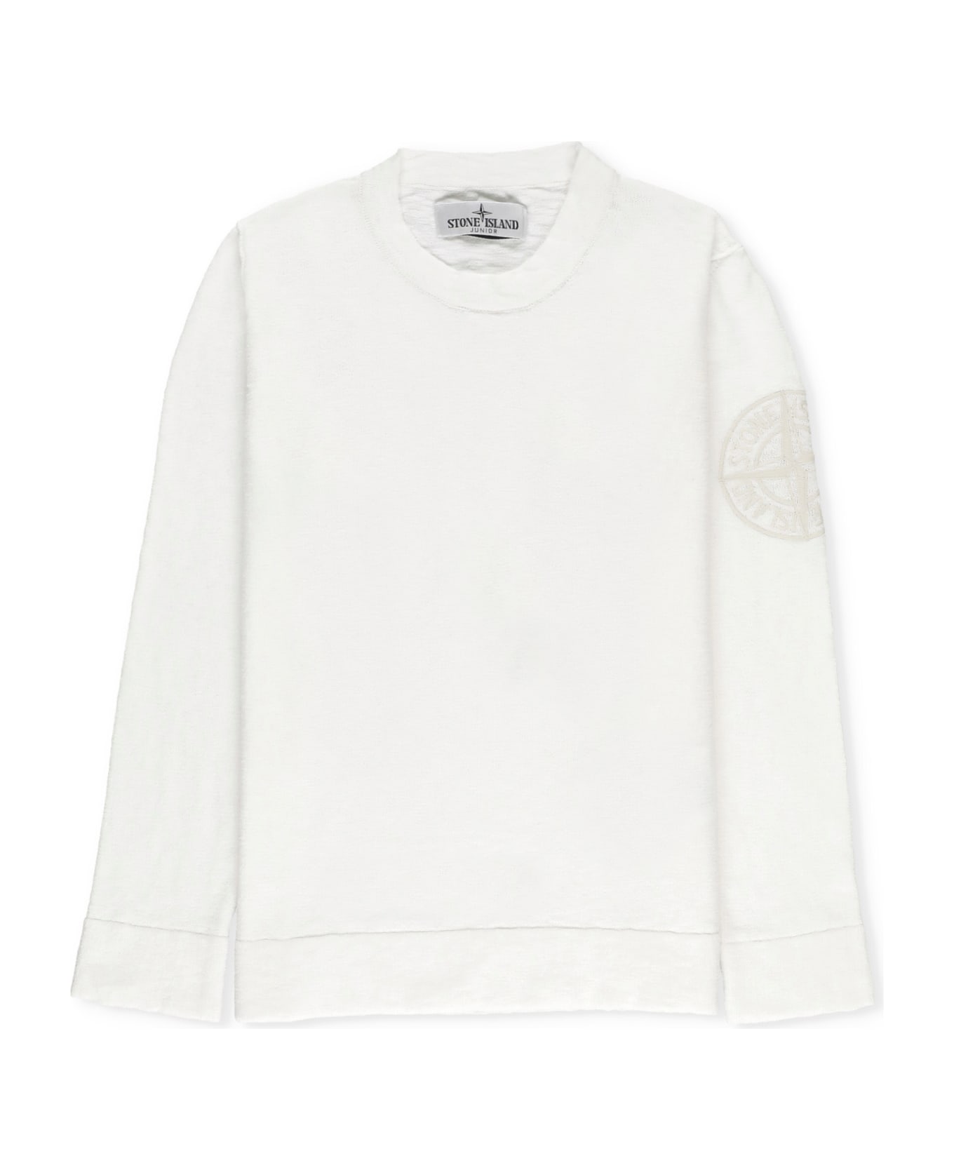 Stone Island Cotton Sweater With Logo - White ニットウェア＆スウェットシャツ