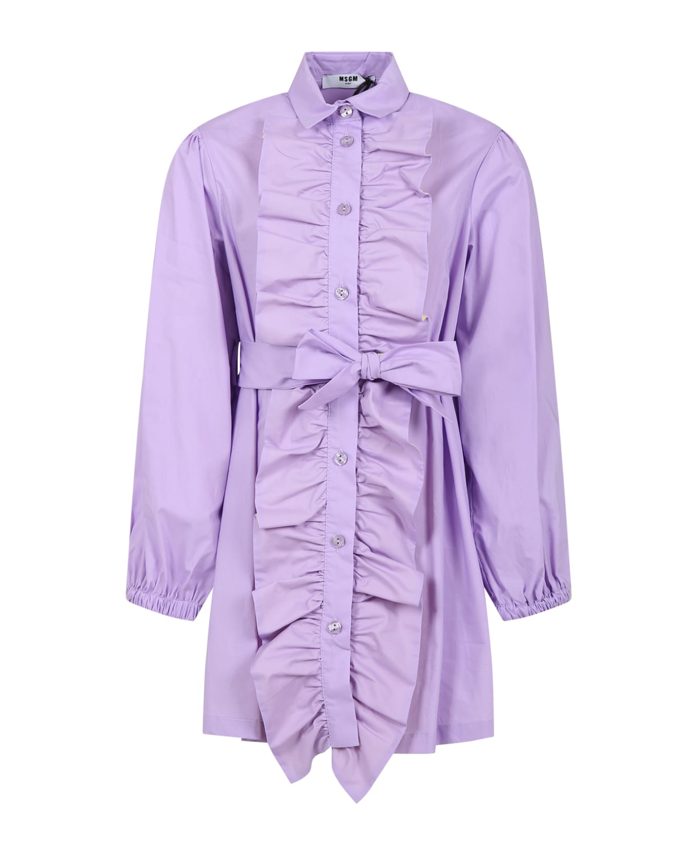 MSGM Lilac Dress For Girl With Logo - Lilac ワンピース＆ドレス