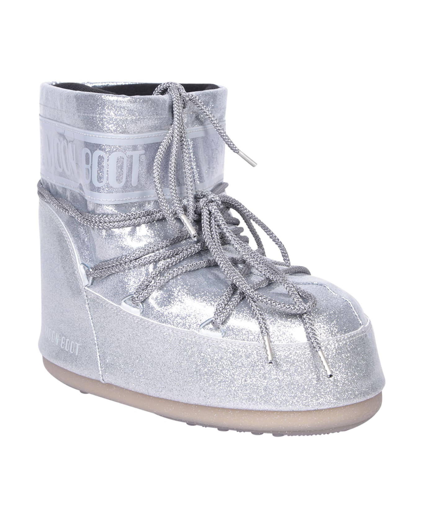 Moon Boot Icon Low Glietter Silver Ankle Boot - Metallic
