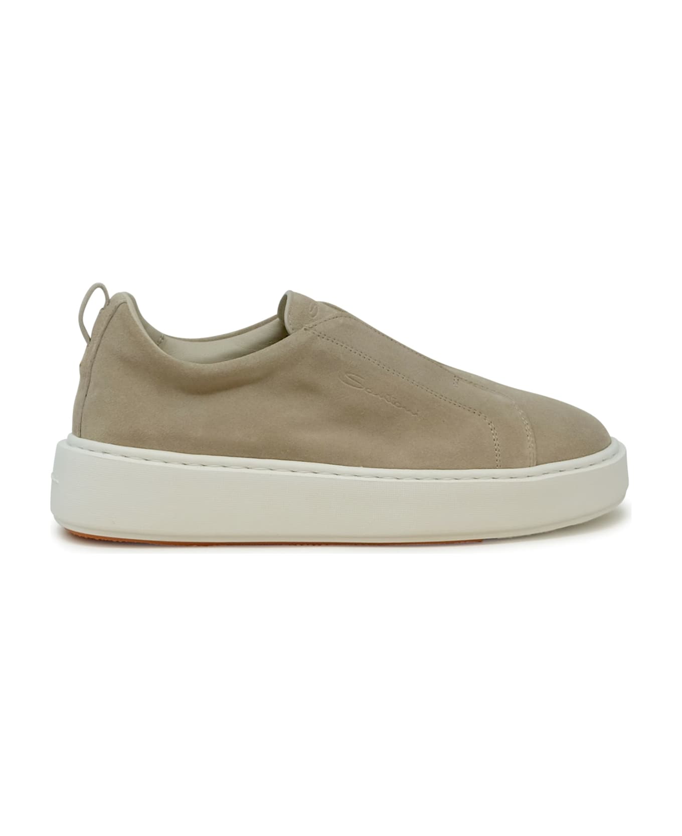 Santoni Beige Leather Sneaker - BEIGE