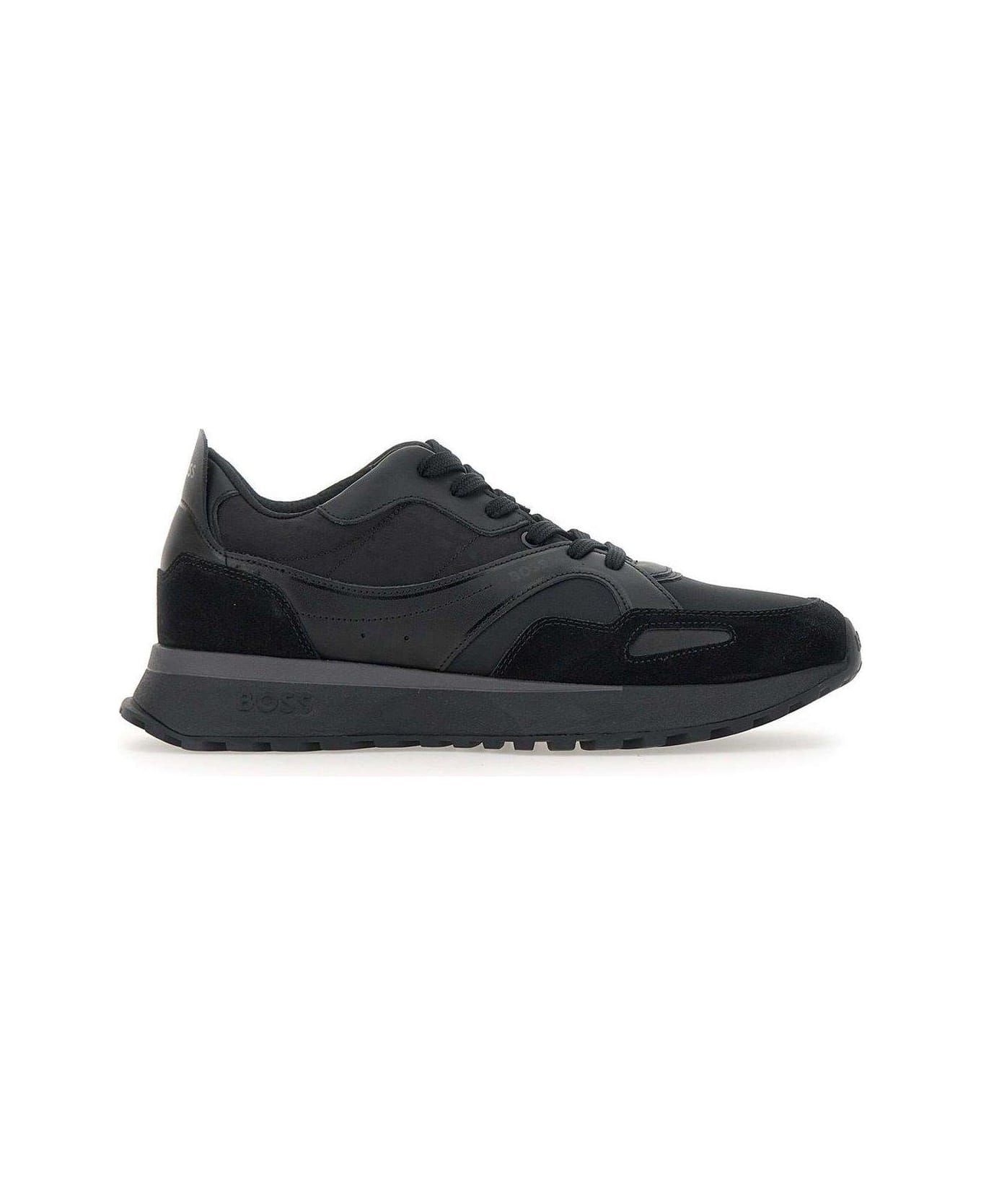 Hugo Boss Logo Embossed Lace-up Sneakers - Black