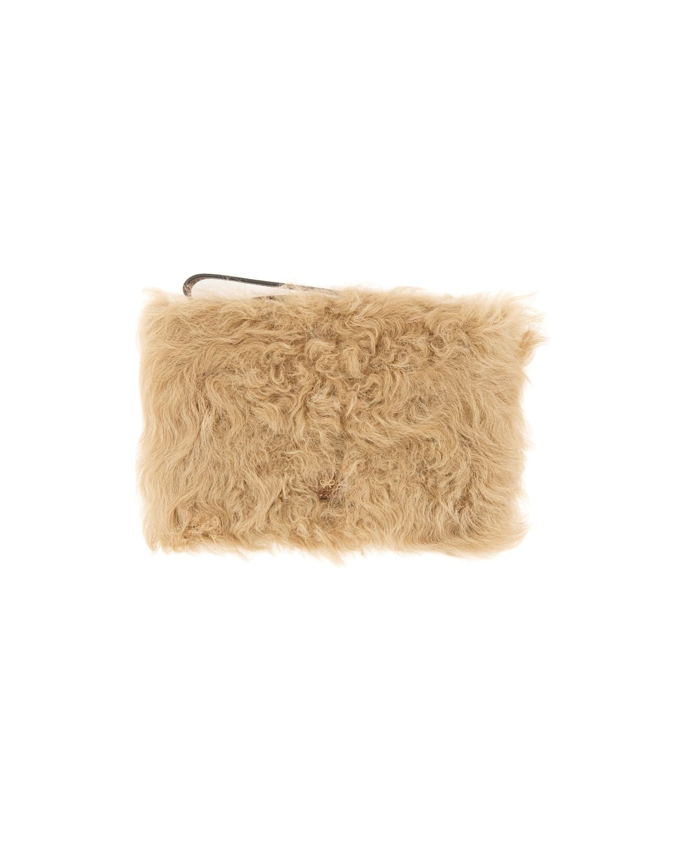 Anya Hindmarch "shearling Eyes" Clutch Bag - BEIGE