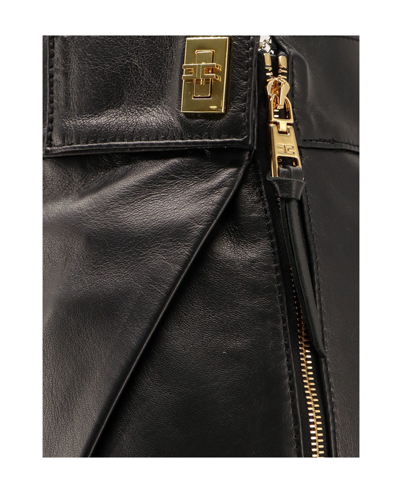 Elisabetta Franchi Leather Miniskirt - Nera
