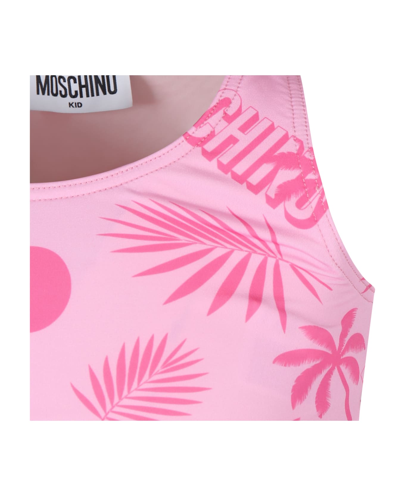 Moschino Pink Bikini For Girl With Teddy Bear And Palm Tree - Pink