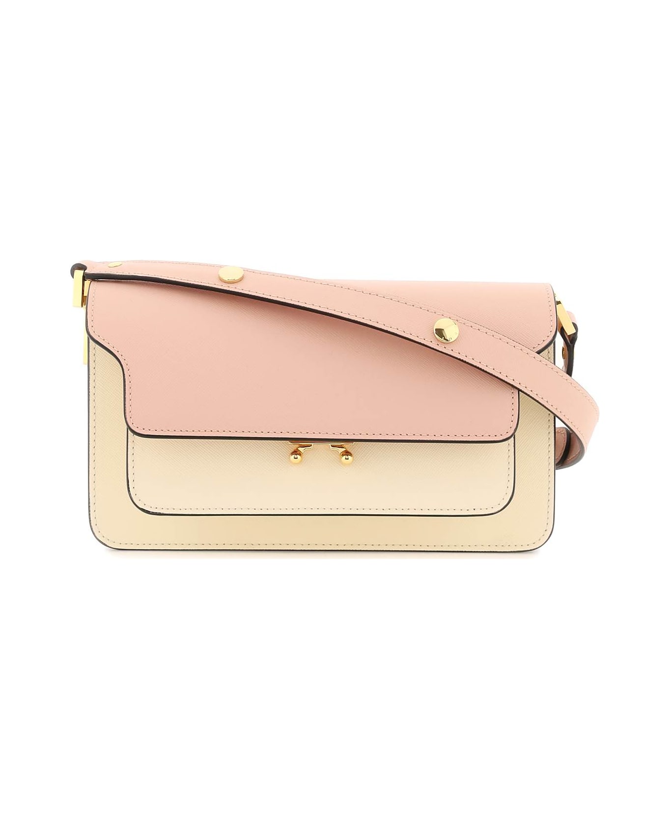 Marni Tricolour Leather Trunk East-west Bag - CAMELLIA TALC NATURAL (Pink)