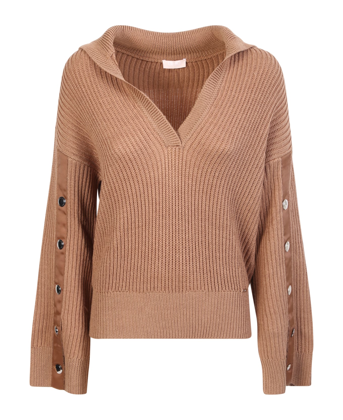 Liu-Jo Liu Jo Camel Knit Sweater With Gold Buttons - Brown ニットウェア