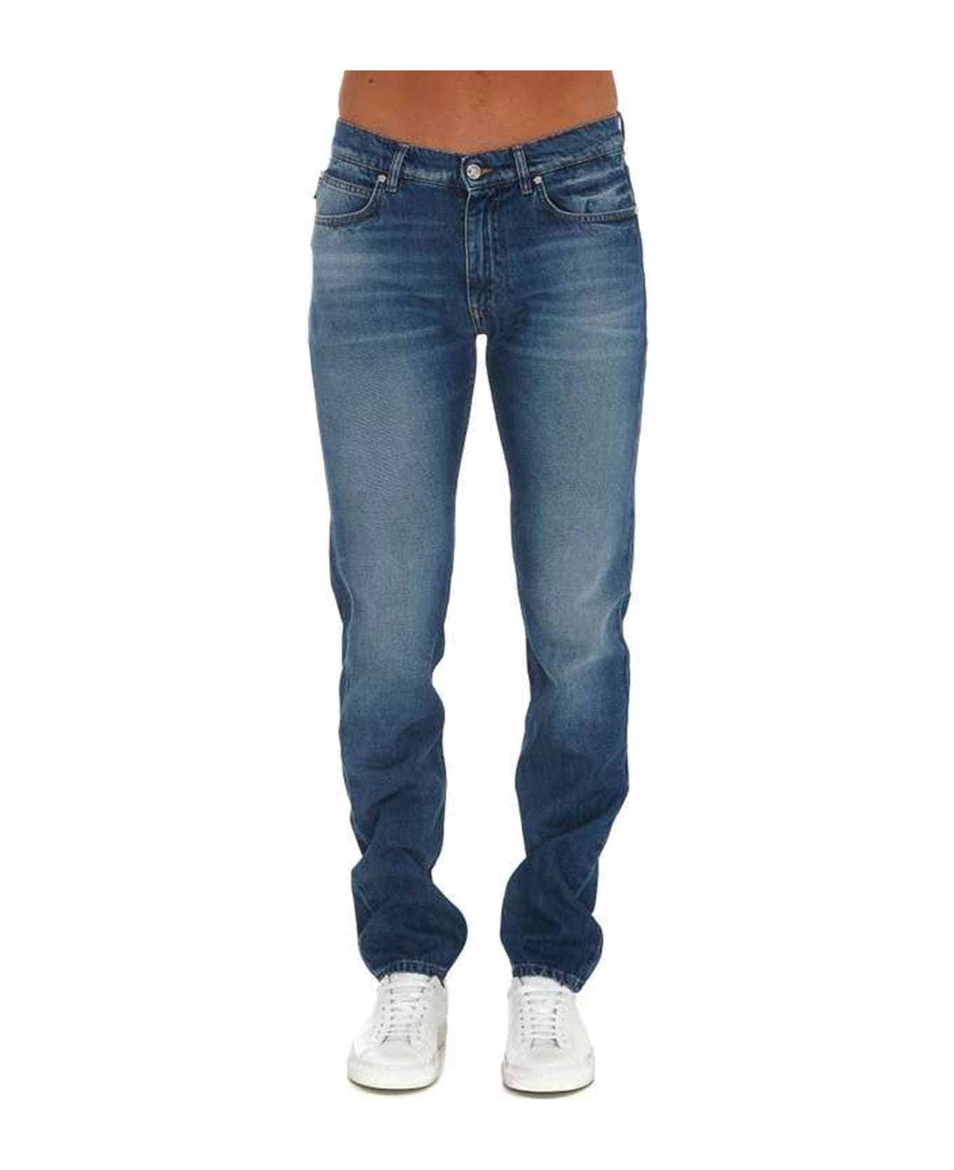 Versace Cotton Logo Denim Jeans - Blue デニム