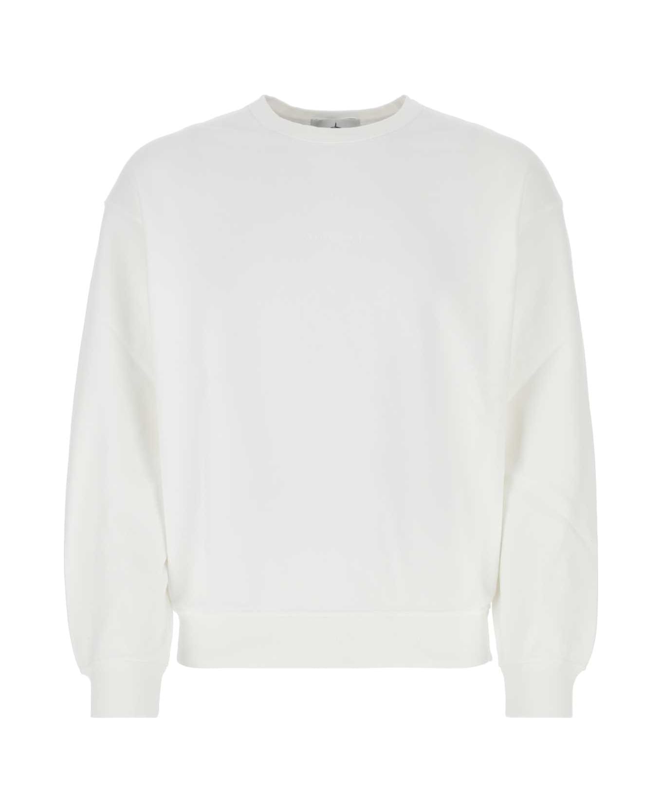 Stone Island White Cotton Sweatshirt - V0001 フリース