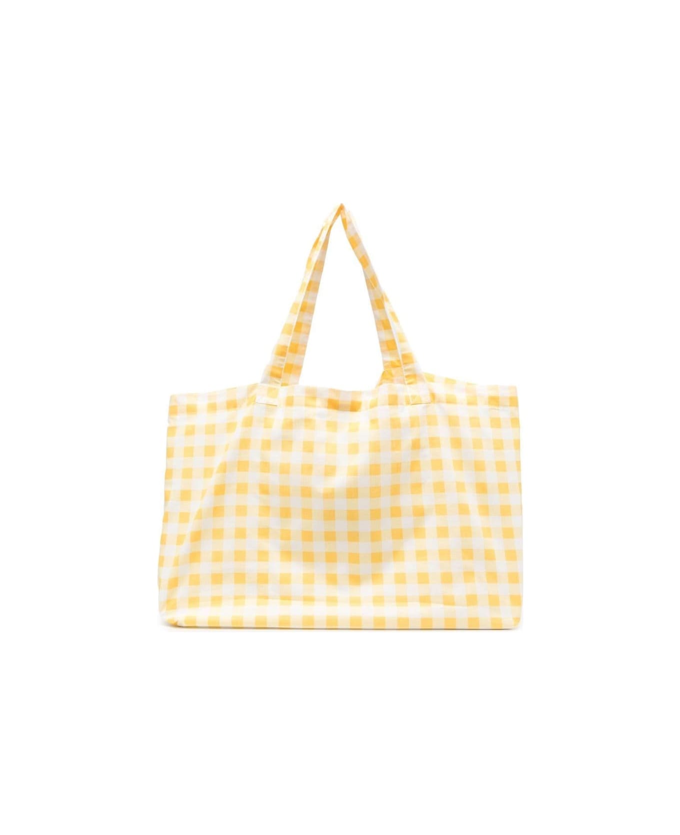 Mini Rodini Checked Cotton Bag With Embroidery - YELLOW アクセサリー＆ギフト