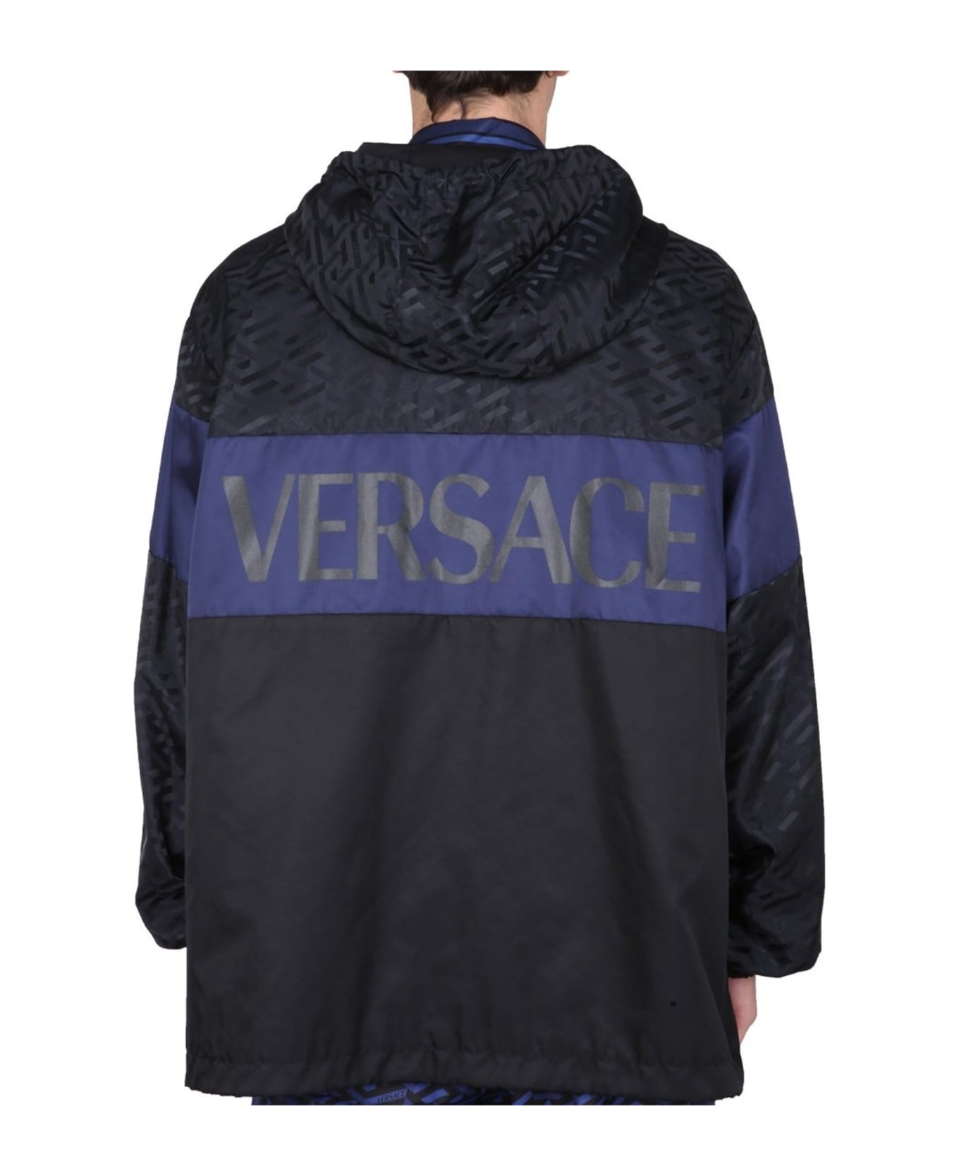 Versace Hooded Windbreaker Jacket - Blue