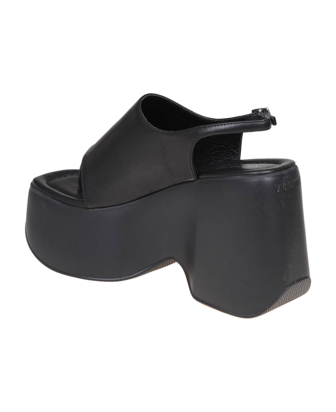 Vic Matié ' Black Leather Thong Sandals - Black