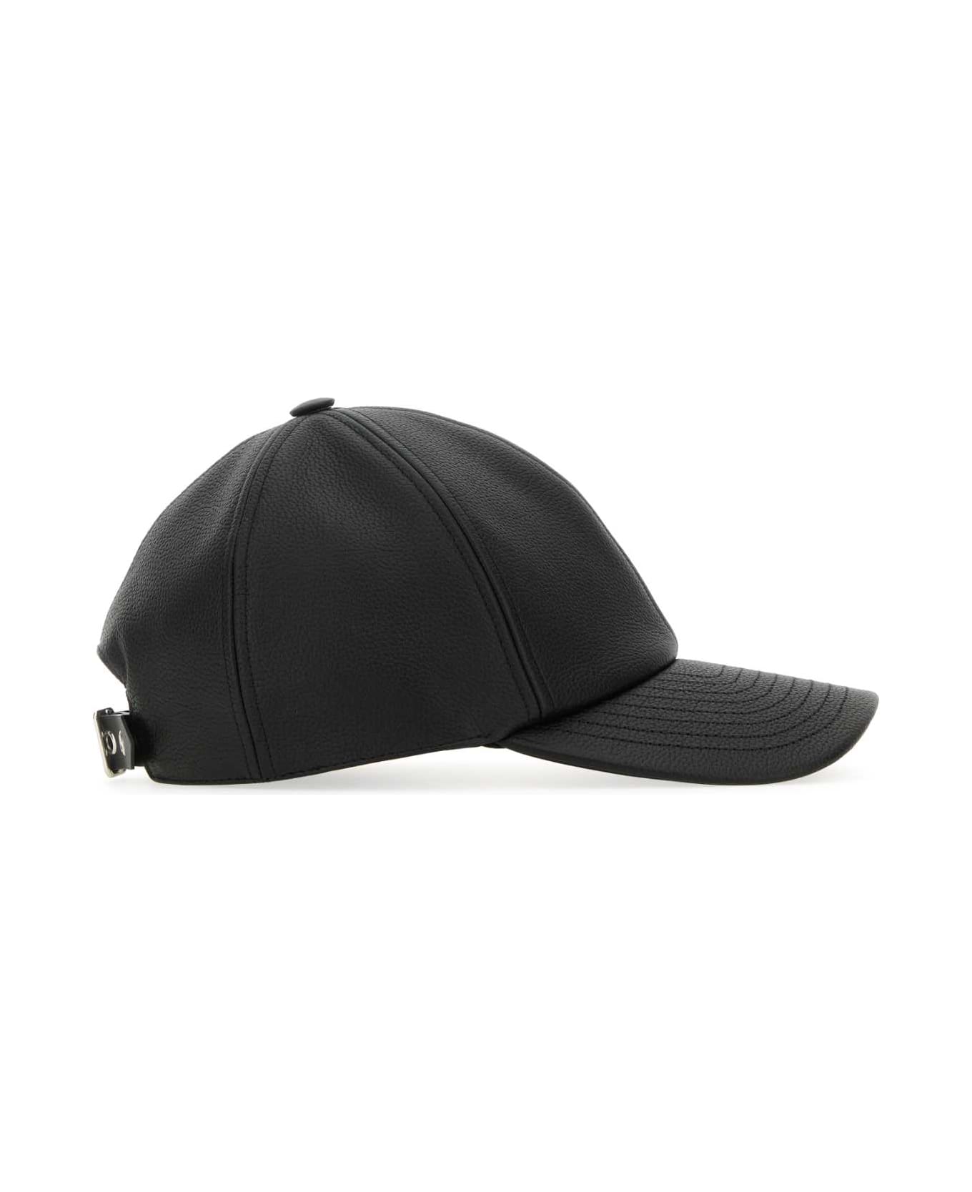 Courrèges Black Leather Baseball Cap - Black