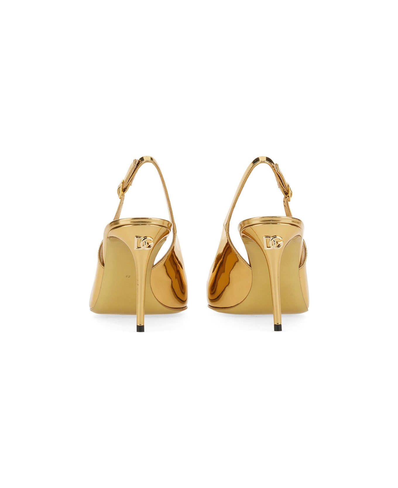 Dolce & Gabbana Leather Sling Back - Golden