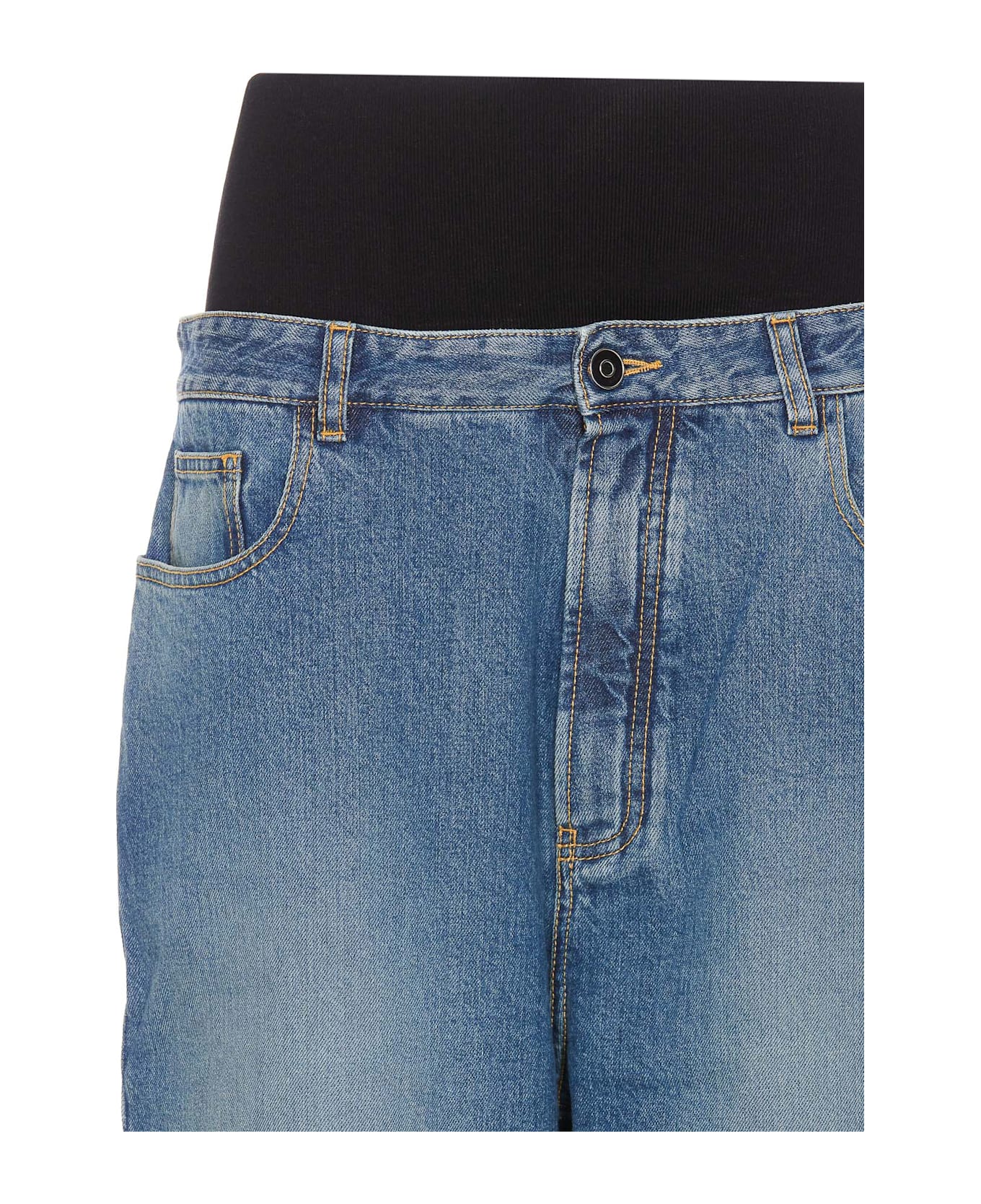 パンツ ALAIA KNIT BAND PANTS ALAÏA LIGHT BLUE KNIT BAND JEANS IN SNOW DENIM |ALAÏA US