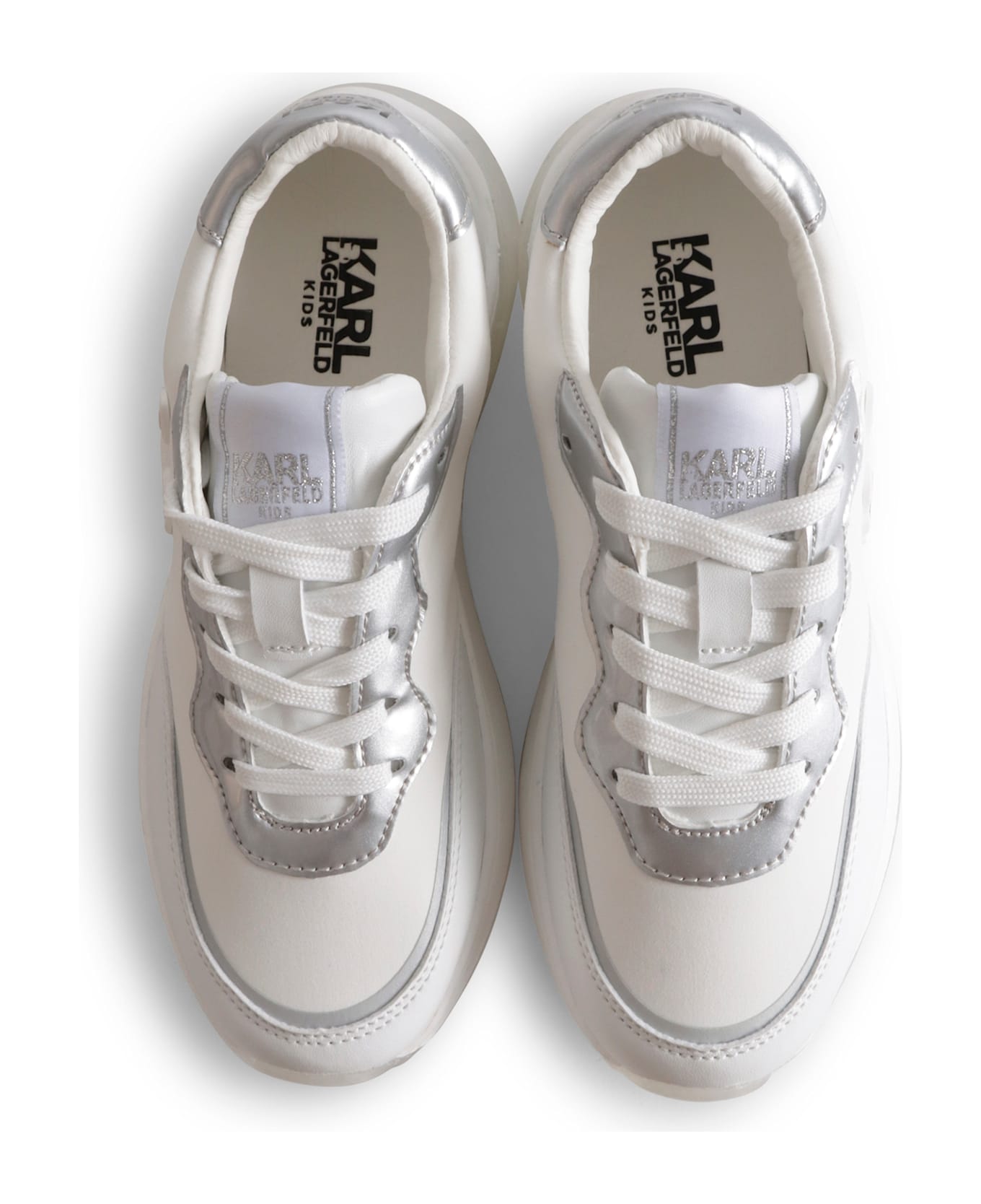Karl Lagerfeld Kids White Sneakers For Girl With Choupette - White