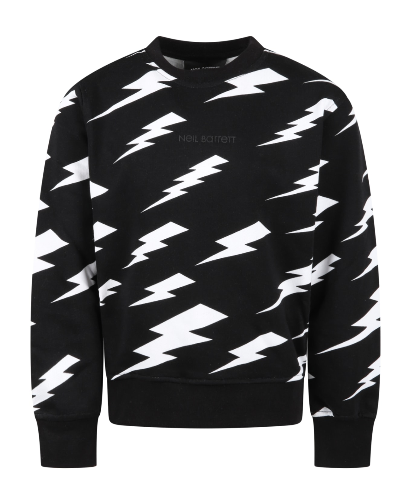 Neil Barrett Black Sweatshirt Fot Boy With Logo - Nero Black ニットウェア＆スウェットシャツ