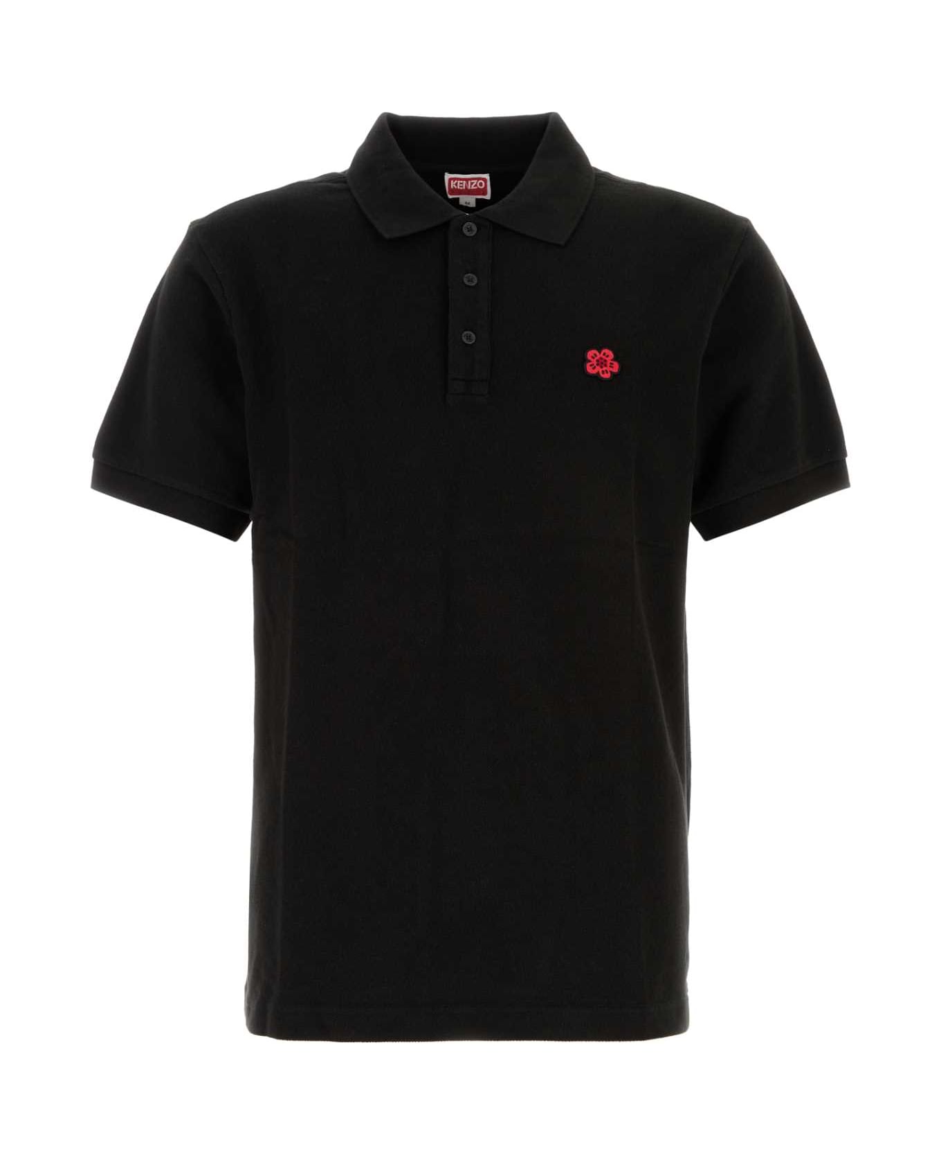 Kenzo Black Piquet Polo Shirt - BLACK