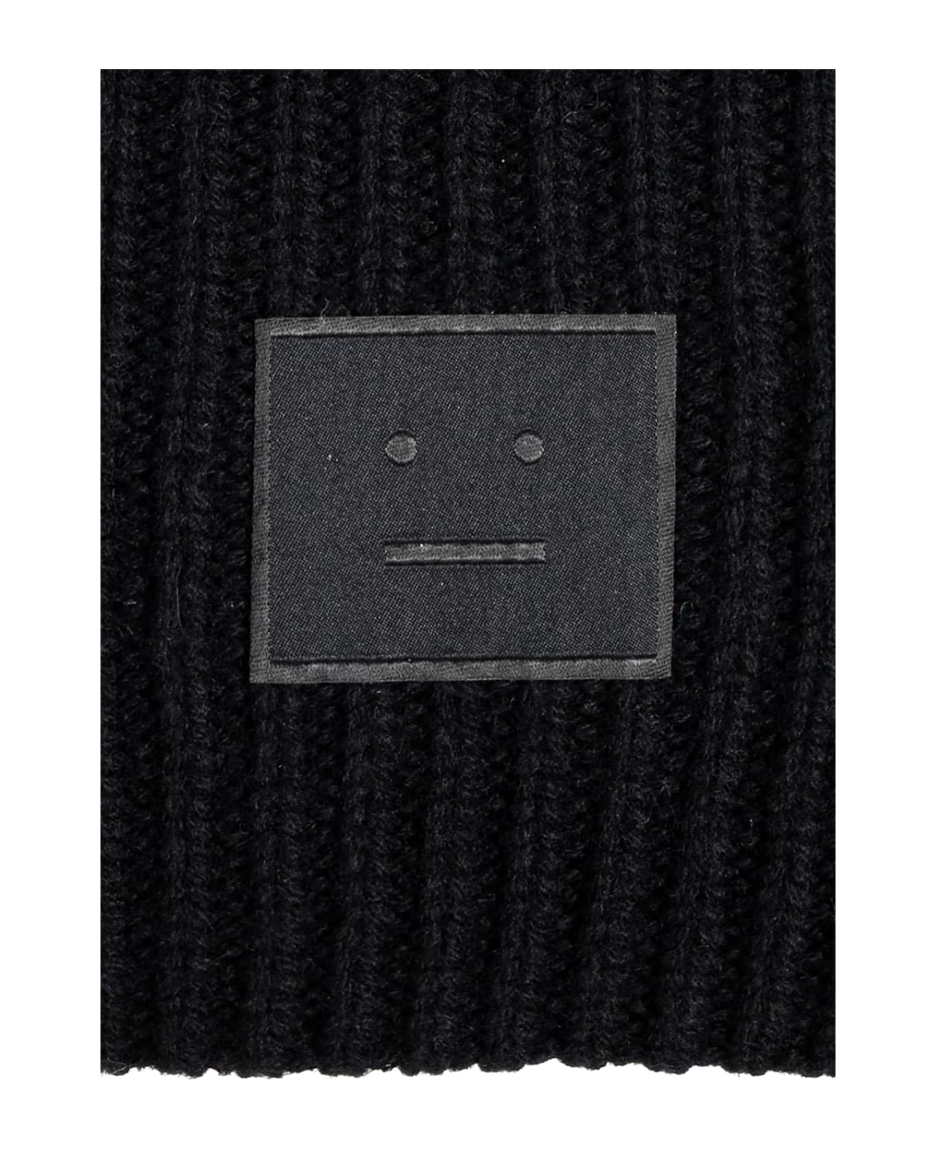 Acne Studios Wool Beanie With Logo - Black